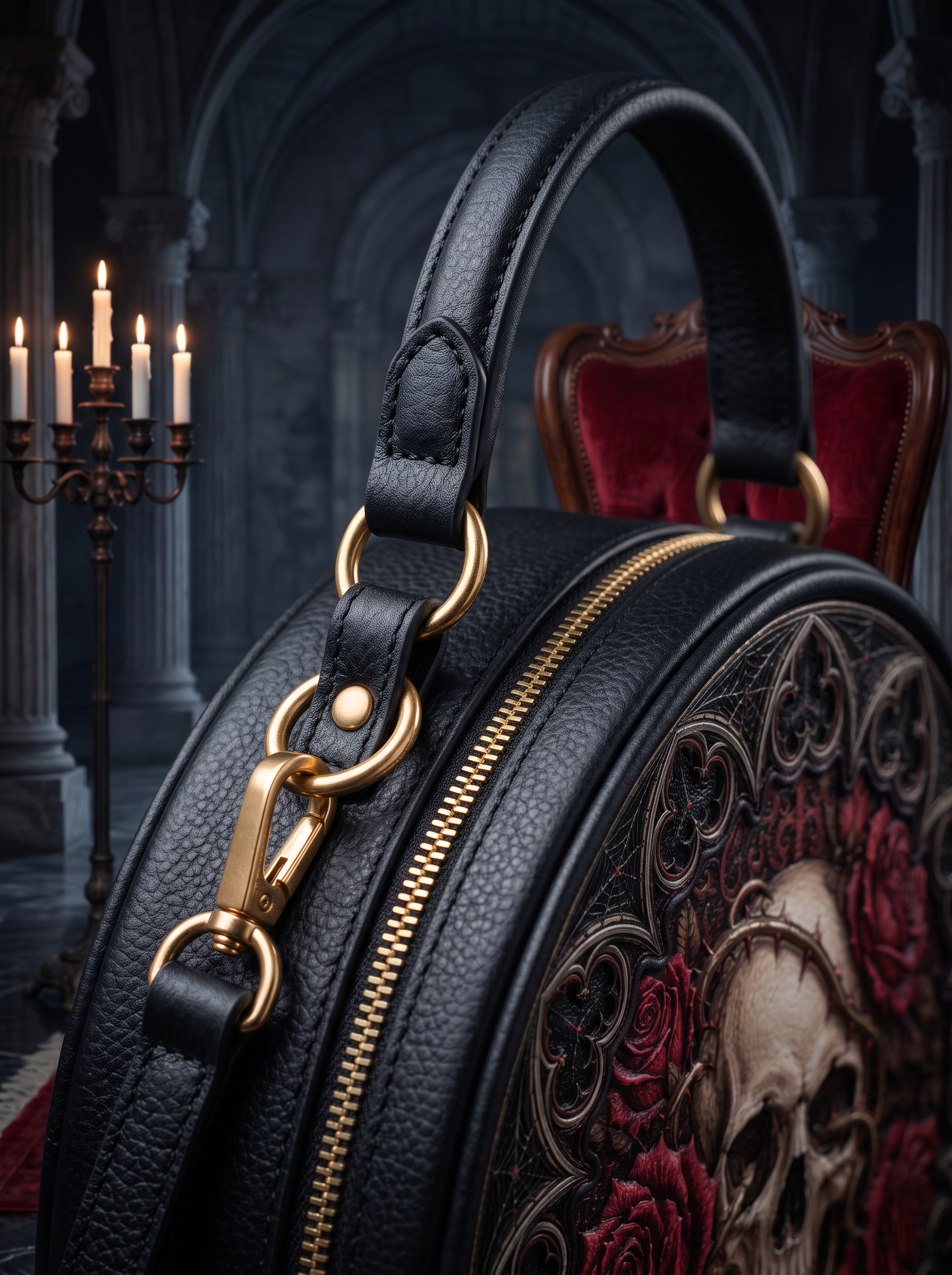 “Rosamort” Applique Circle Crossbody Bag