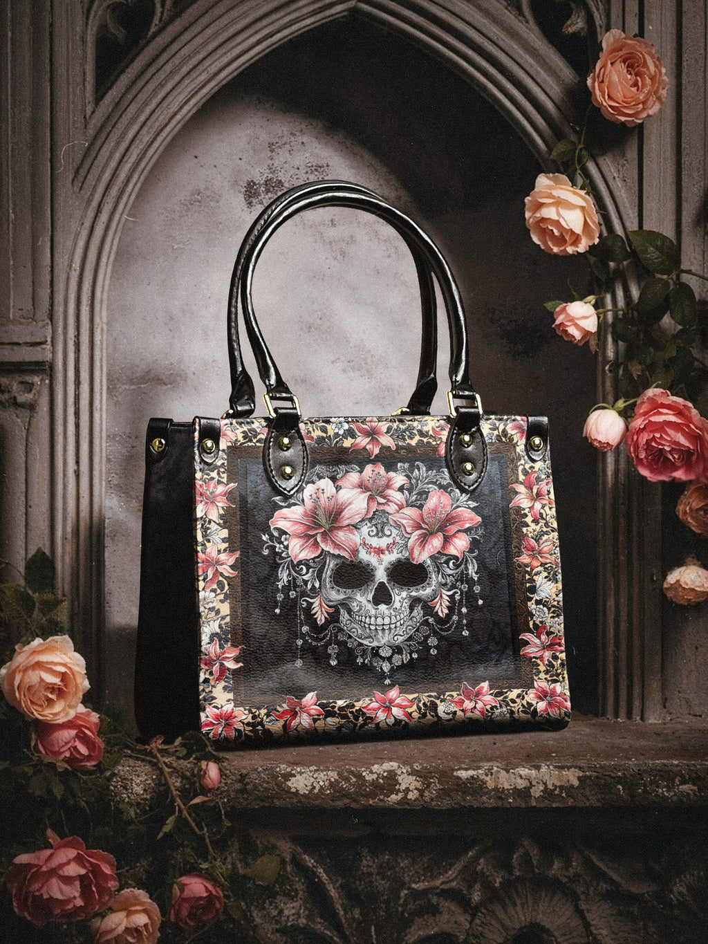 "Roselace" - Yellow Interior - Small Leather Handbag