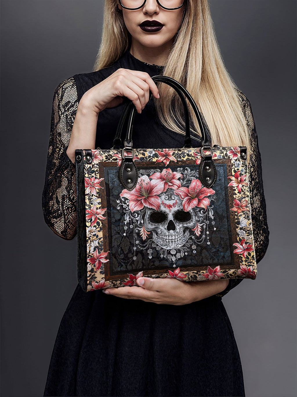 "Roselace" - Black Interior - Leather Handbag