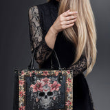 "Roselace" - Black Interior - Leather Handbag Matching SANTA Combo