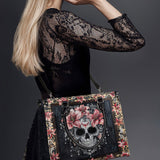 "Roselace" - Black Interior - Leather Handbag Matching SANTA Combo