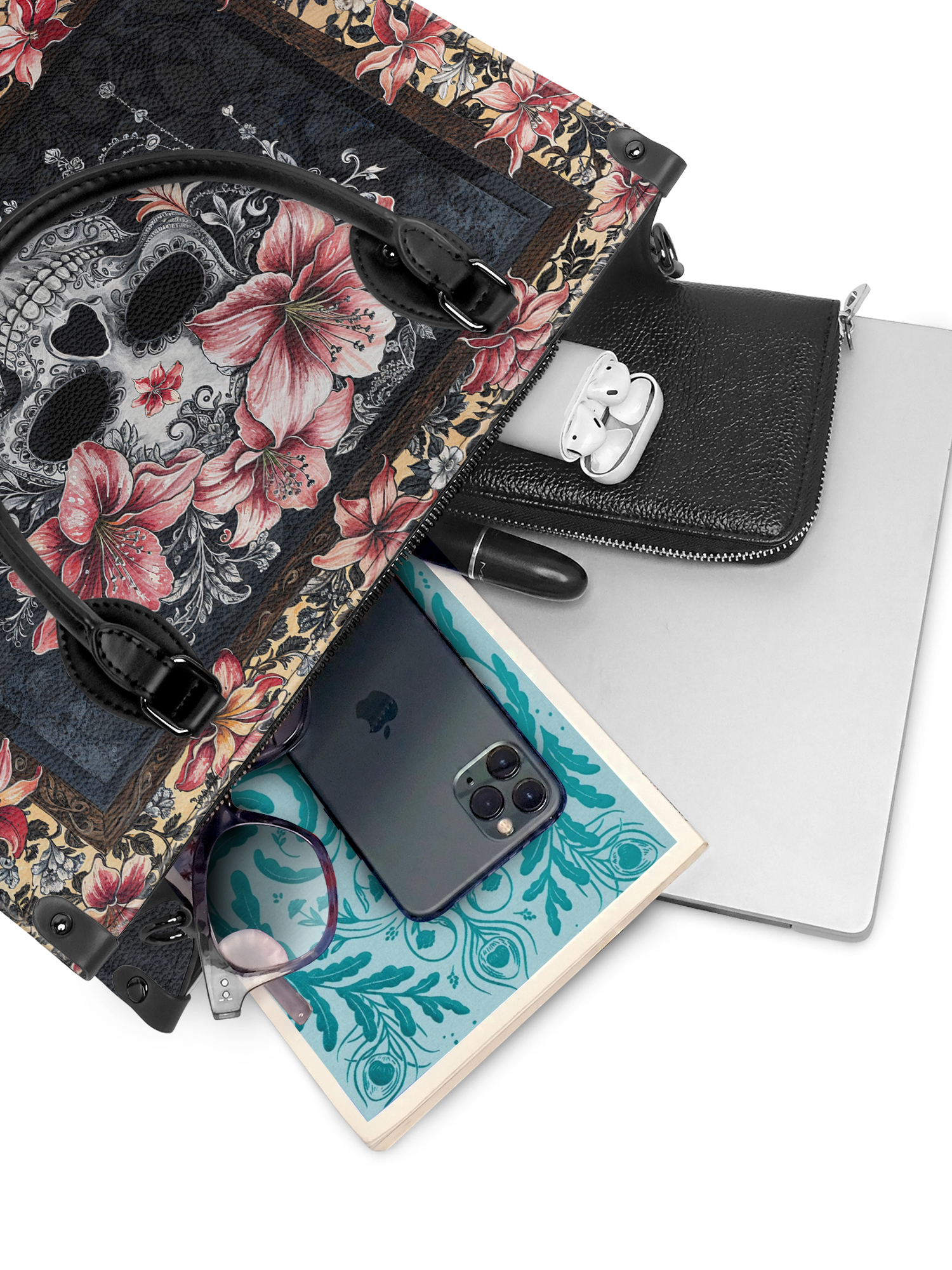 "Roselace" - Black Interior - Leather Handbag