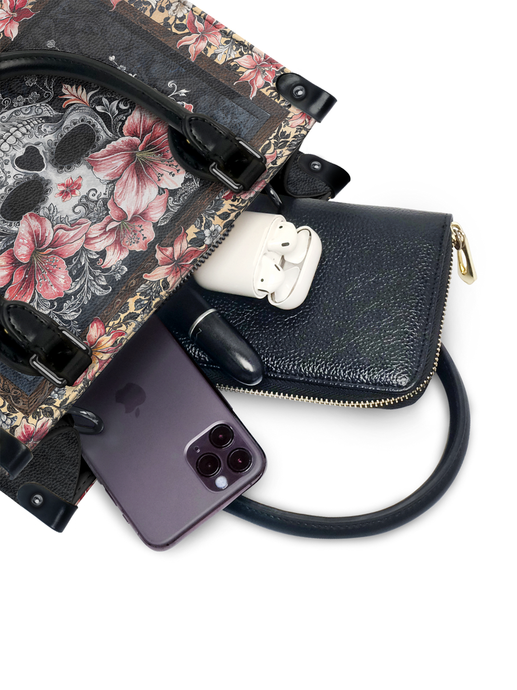 "Roselace" - Black Interior - Small Leather Handbag