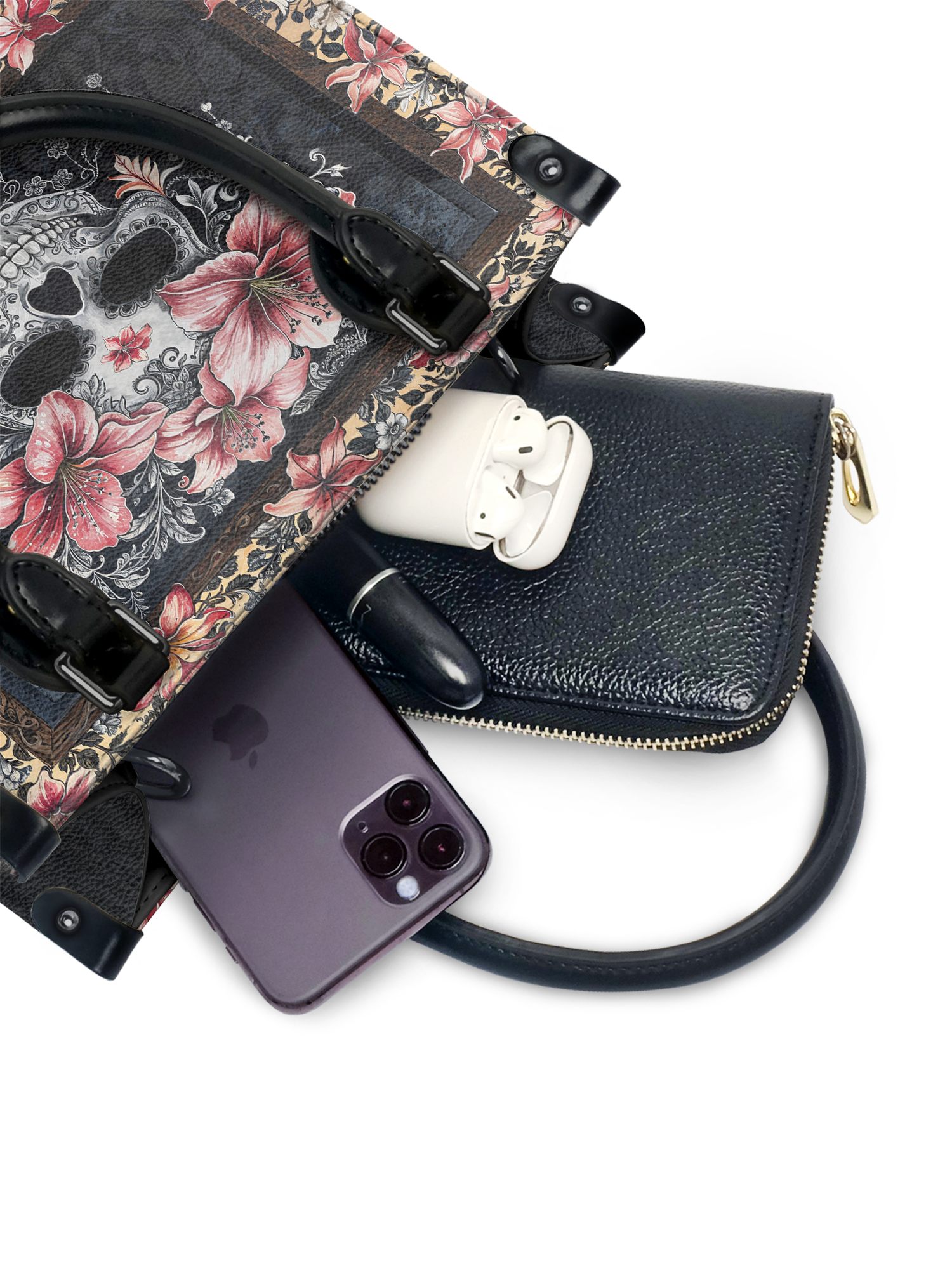 "Roselace" - Black Interior - Small Leather Handbag