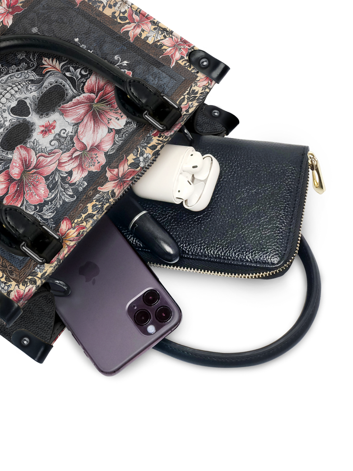 "Roselace" - Black Interior - Small Leather Handbag SPOOKY DEAL