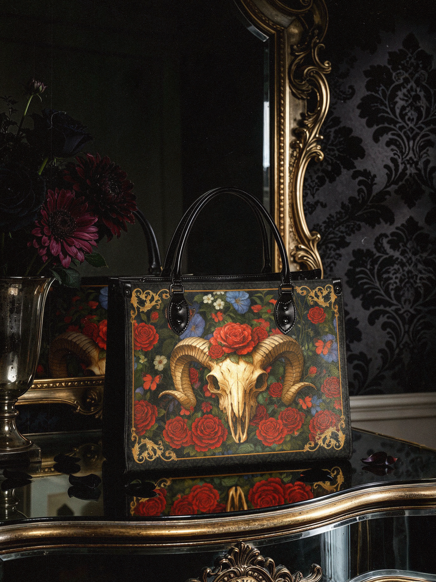 "Rosethorn" - Black Interior - Leather Handbag