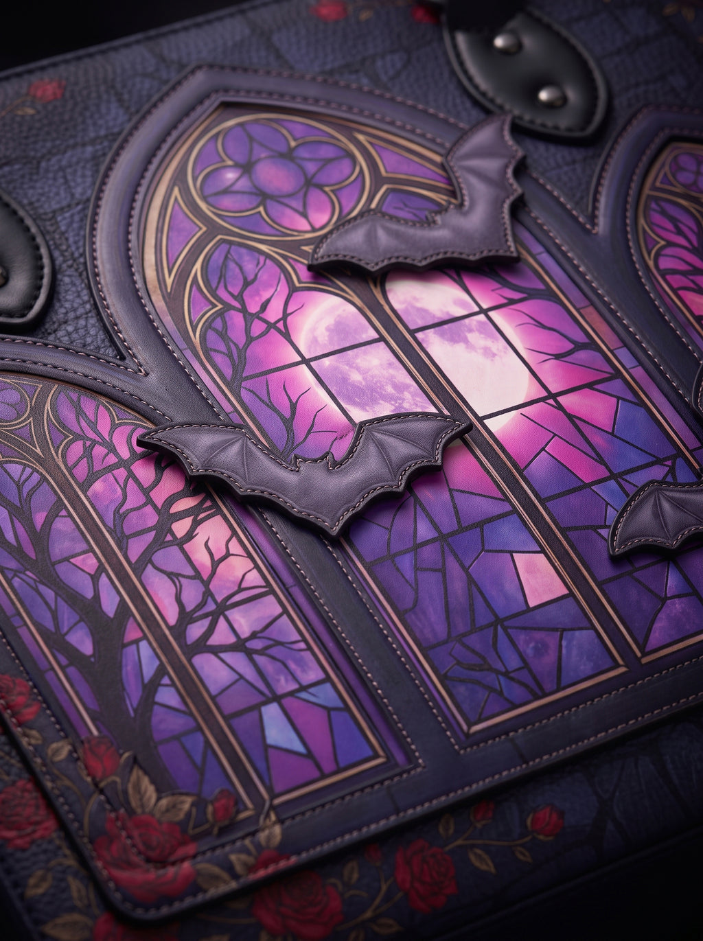 "Rosewindow" Applique Leather Handbag