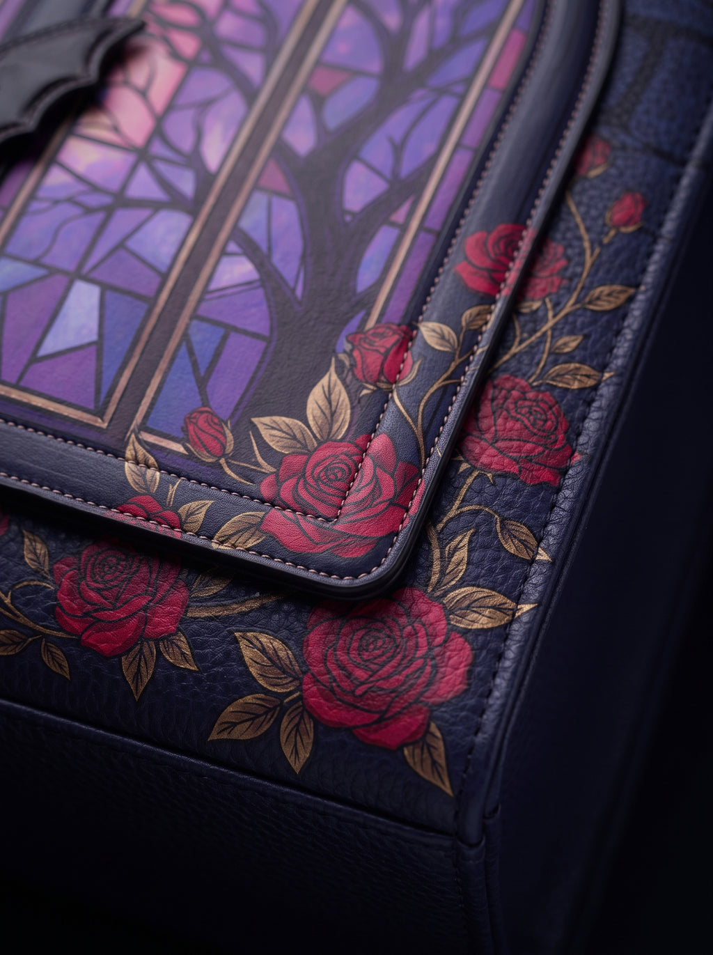 "Rosewindow" Applique Leather Handbag