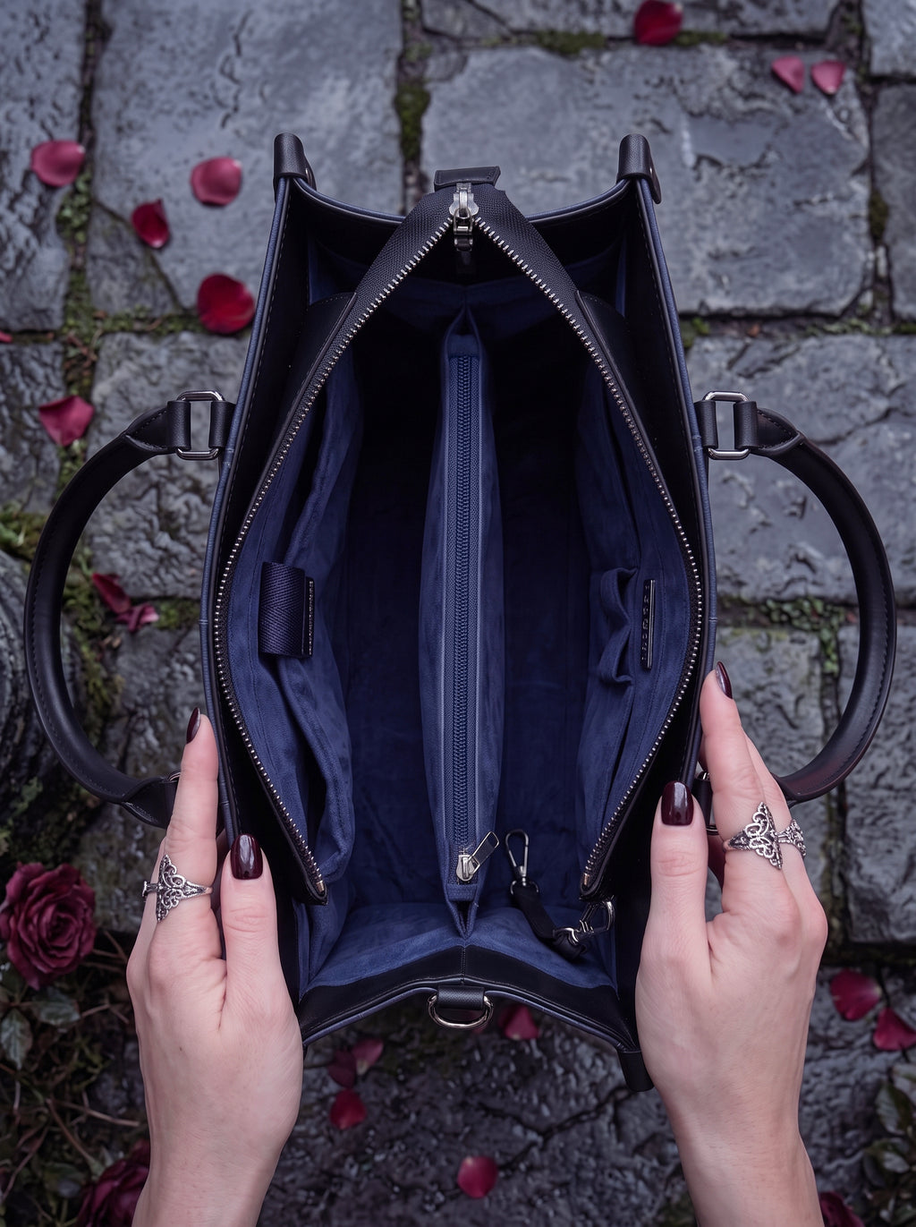"Rosewindow" Applique Leather Handbag