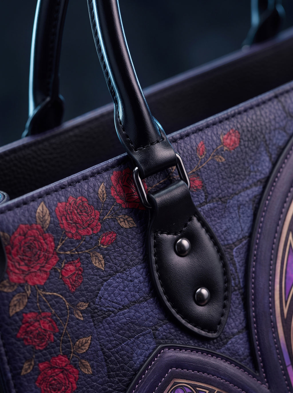 "Rosewindow" Applique Leather Handbag