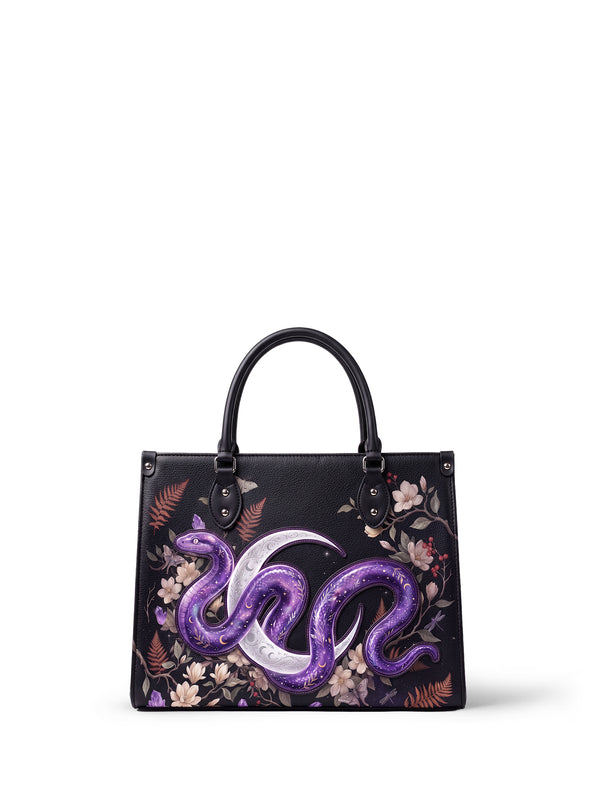 "Serpelune" Applique Leather Handbag