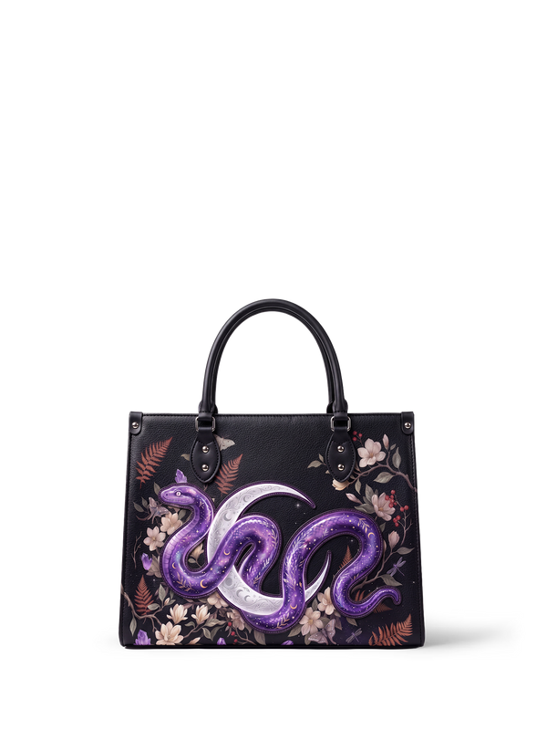 "Serpelune" Applique Leather Handbag