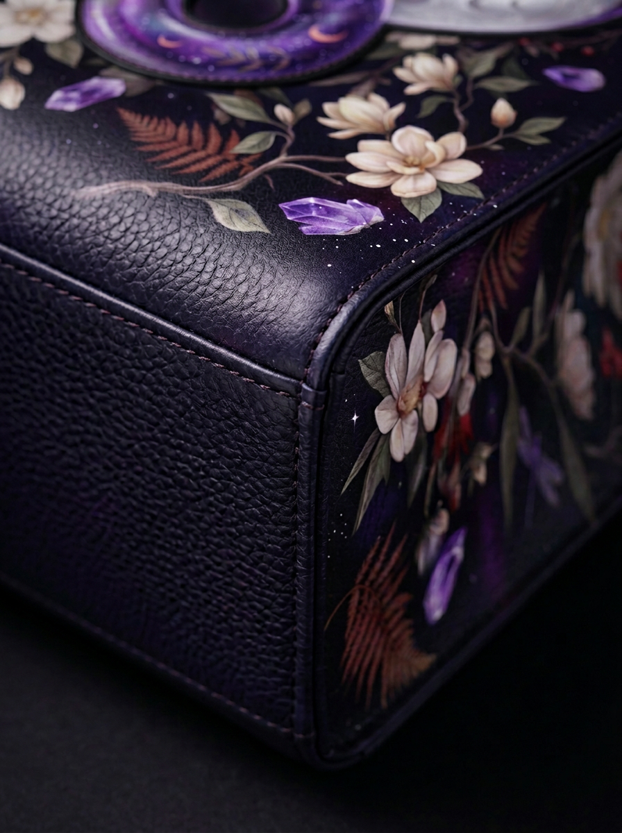"Serpelune" Applique Leather Handbag