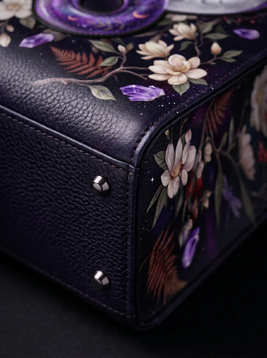 "Serpelune" Applique Leather Handbag