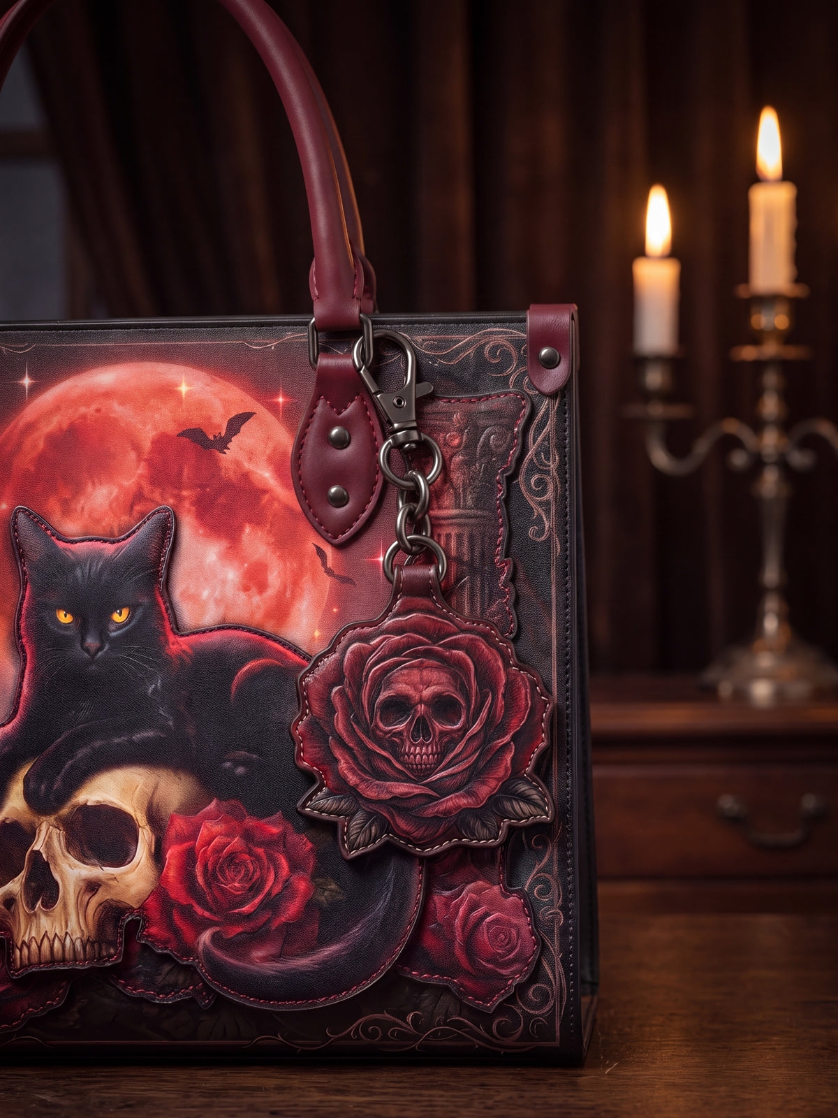 "Skullbloom" Leather Bag Charm
