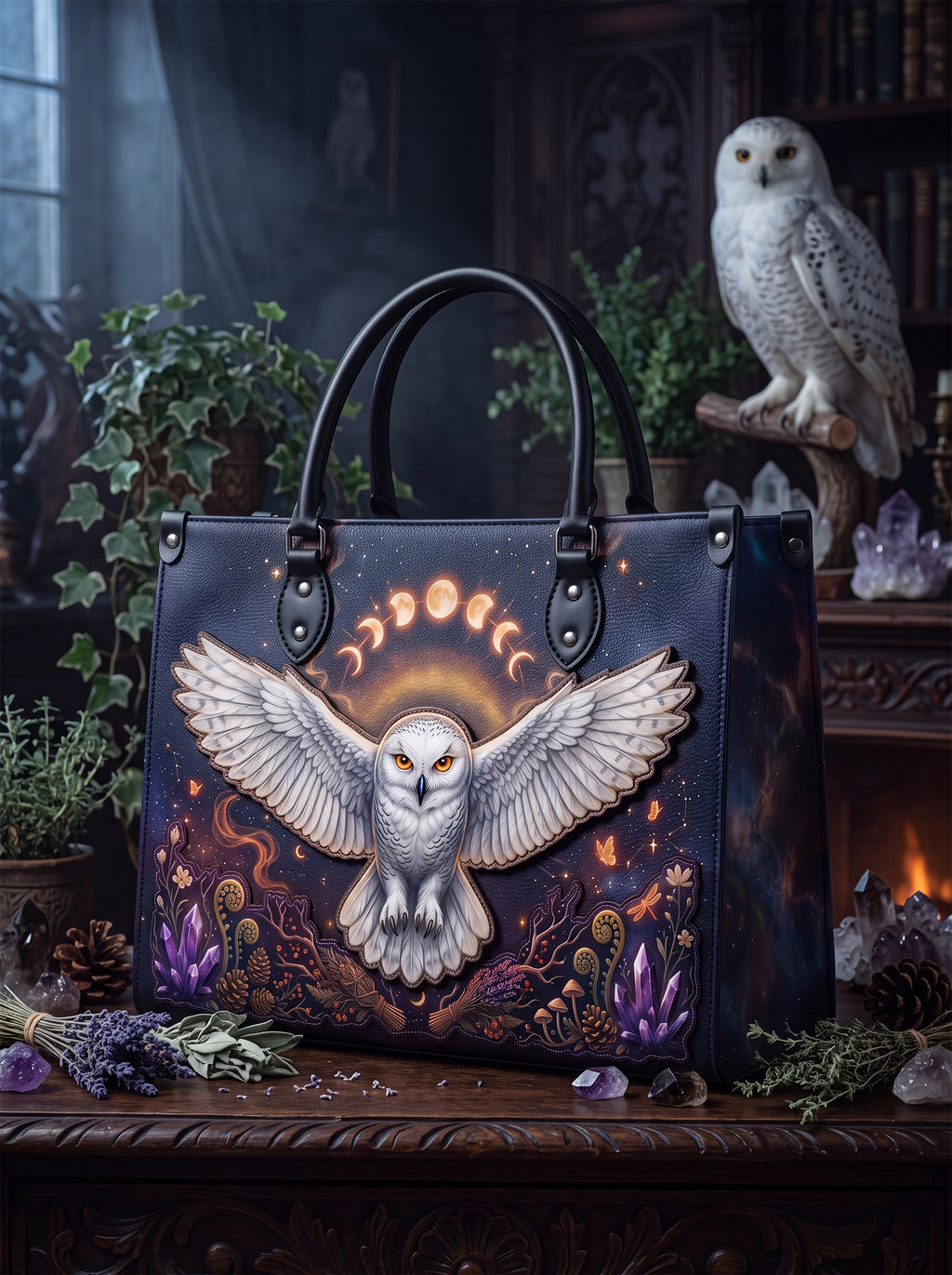 "Strixaria" Applique Leather Handbag