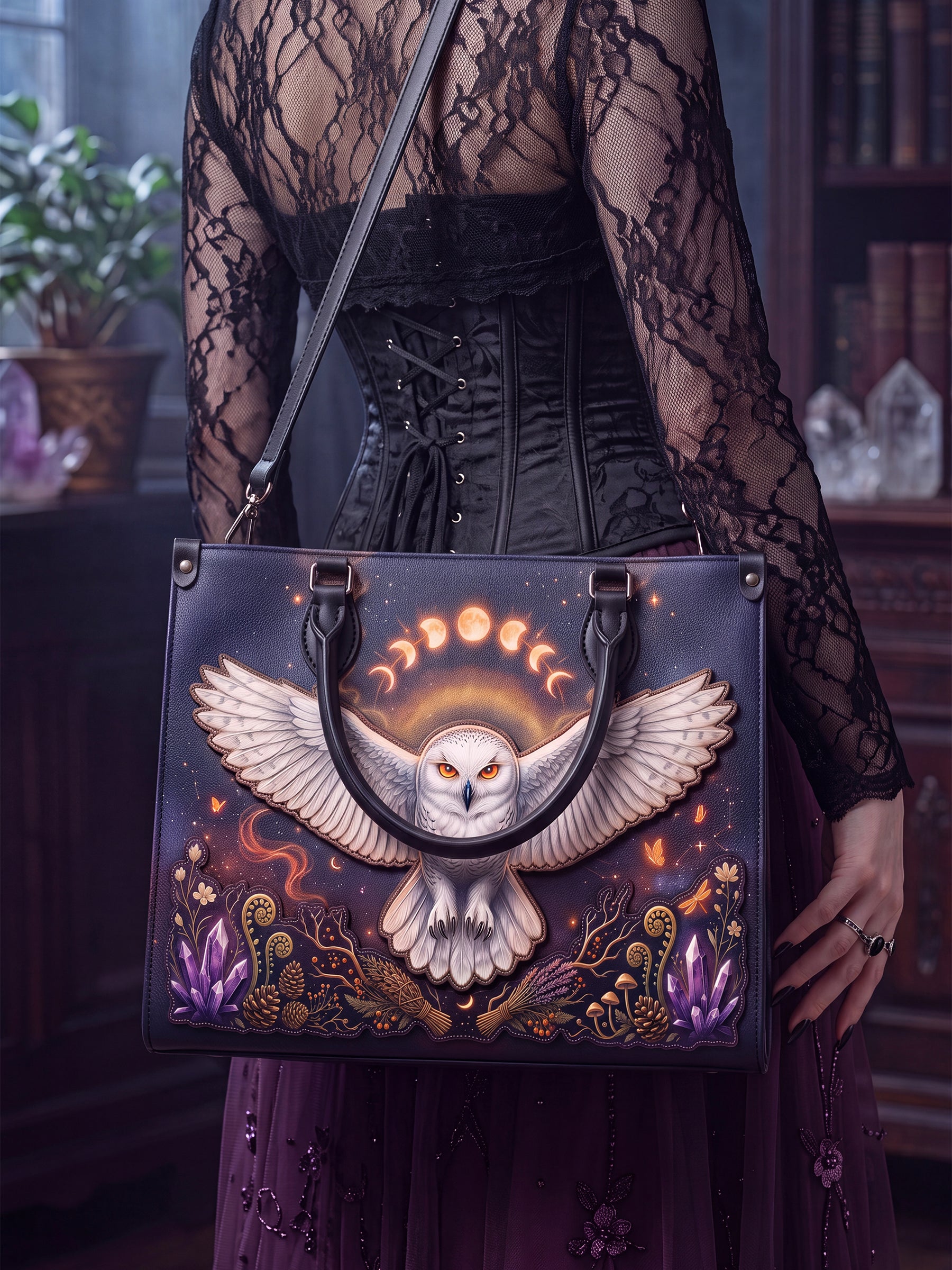 "Strixaria" Applique Leather Handbag