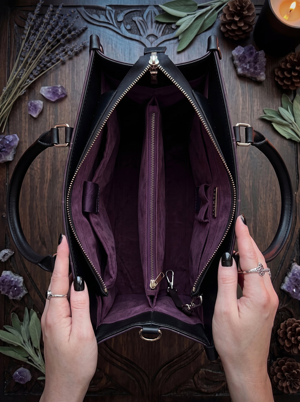 "Strixaria" Applique Leather Handbag
