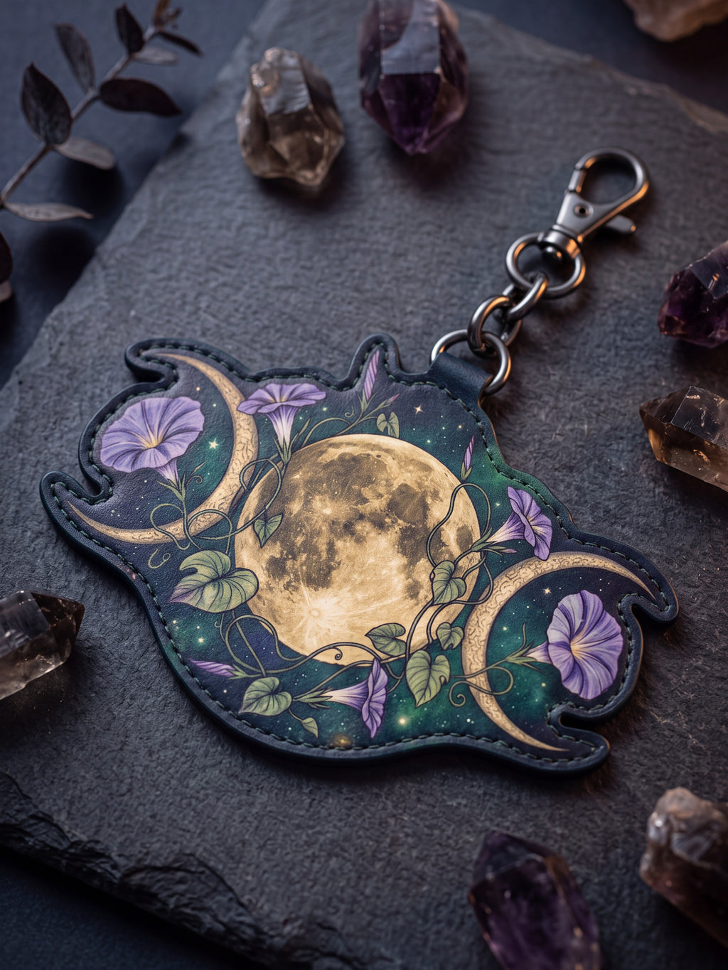 "Trilune" Leather Bag Charm