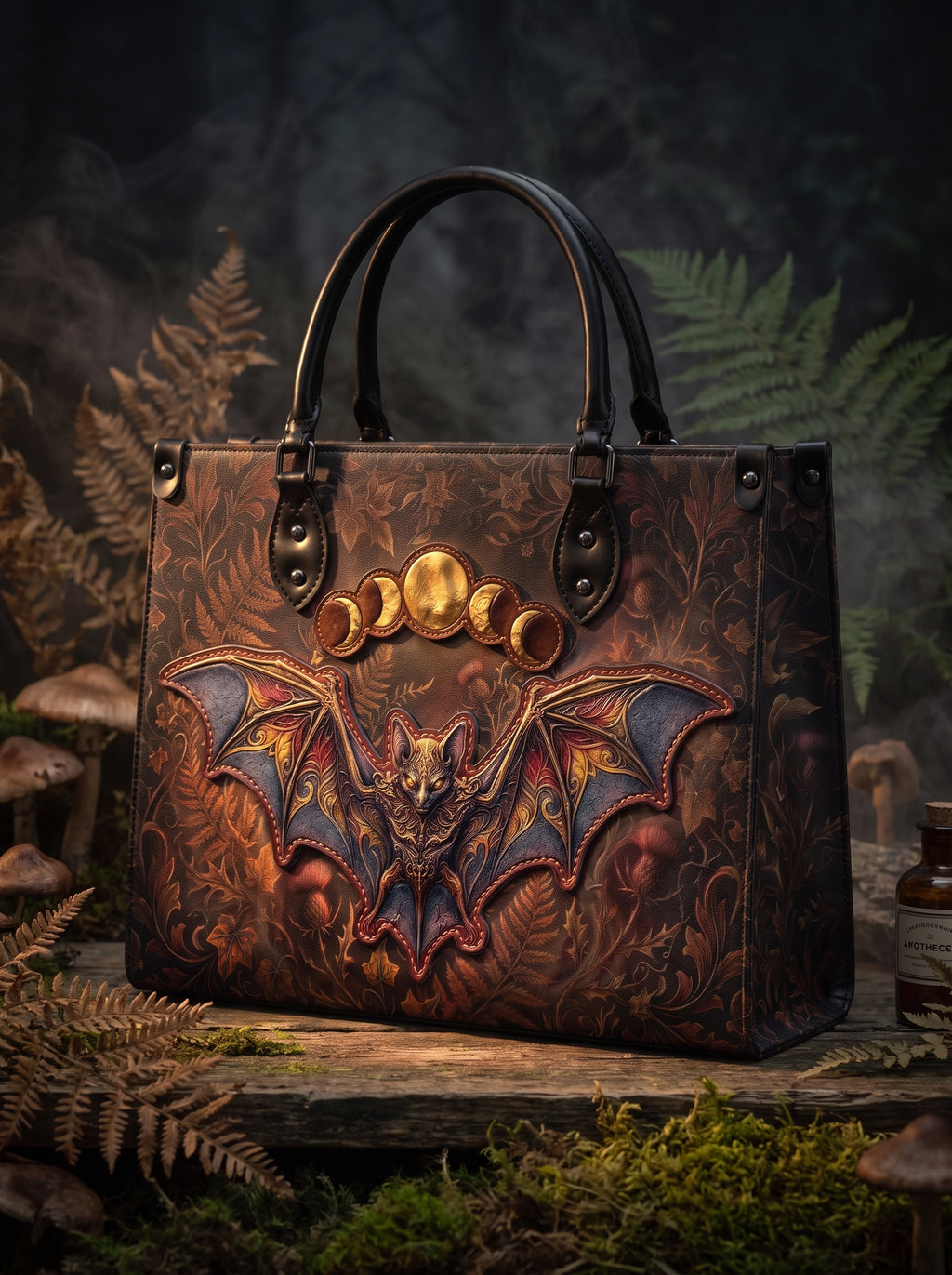 "Vespertine" Applique Leather Handbag