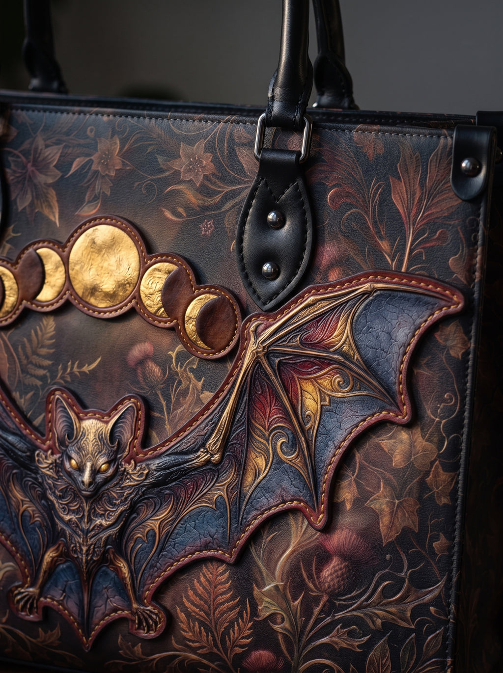 "Vespertine" Applique Leather Handbag