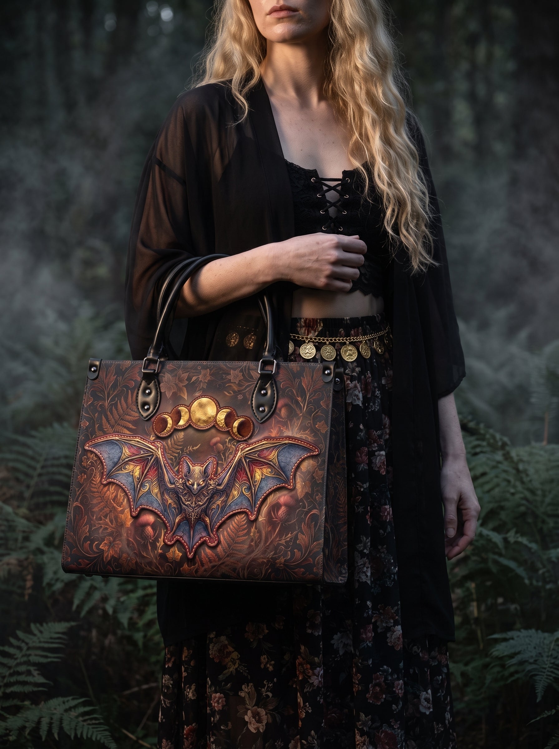 "Vespertine" Applique Leather Handbag