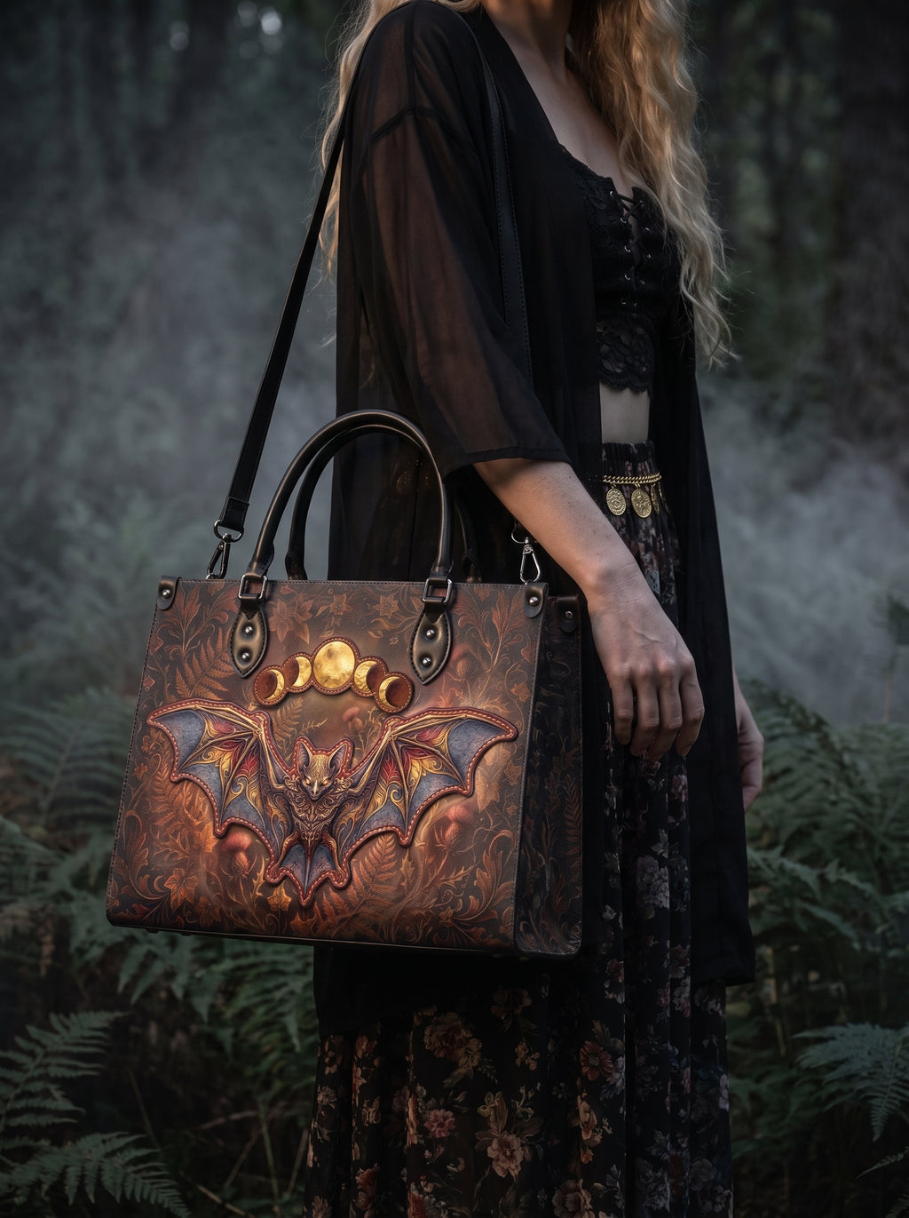 "Vespertine" Applique Leather Handbag