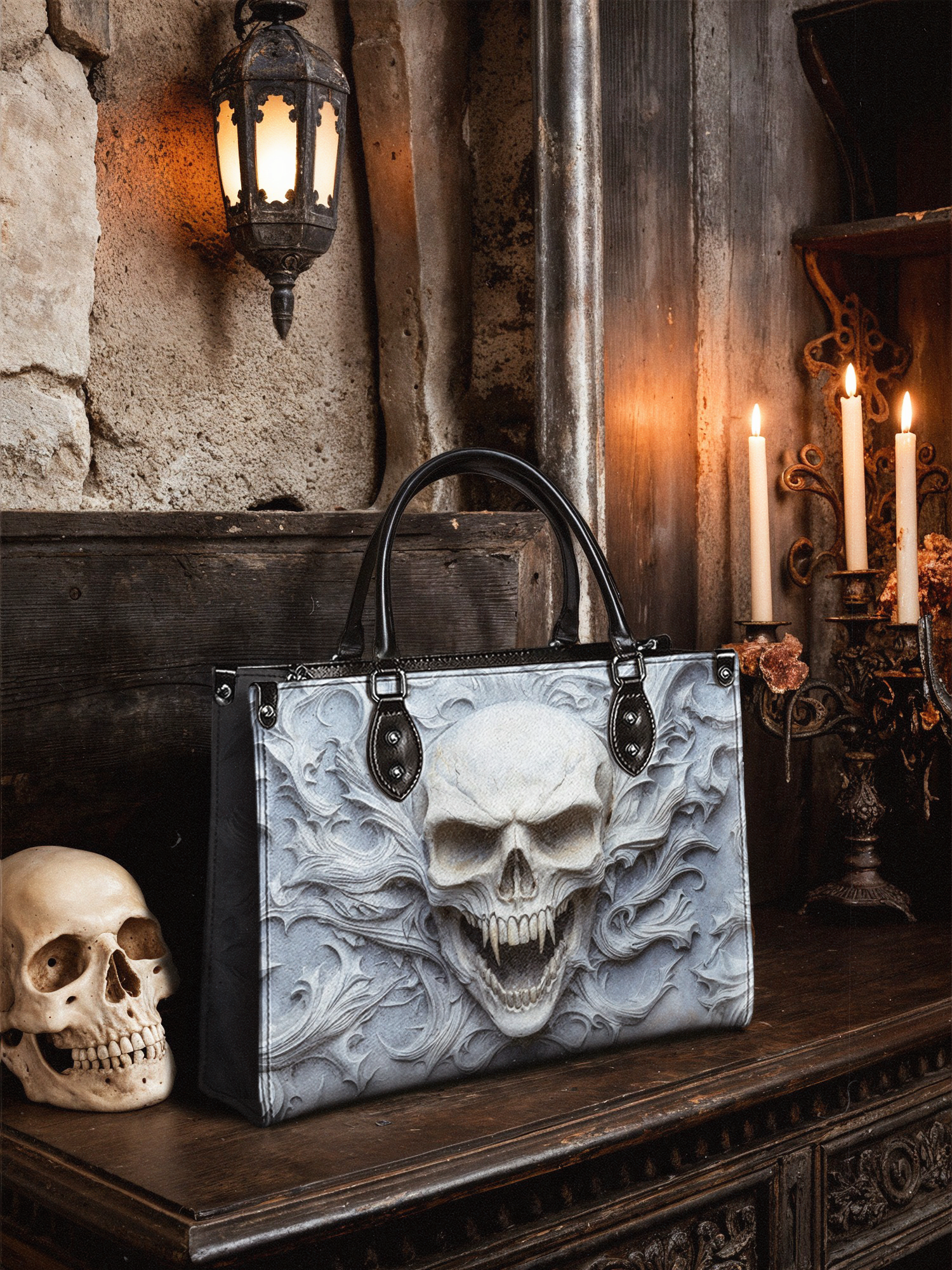 "Wraithbone" - Red Interior - Leather Handbag