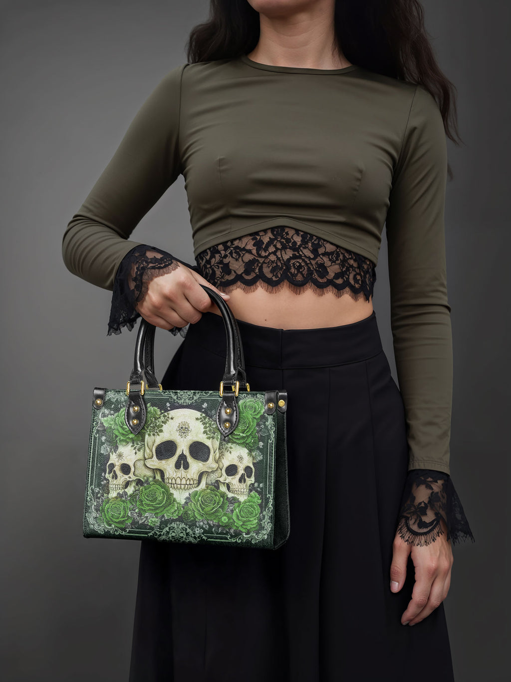 "Bloodrose" Poison Ivy - Yellow Interior - Small Leather Handbag