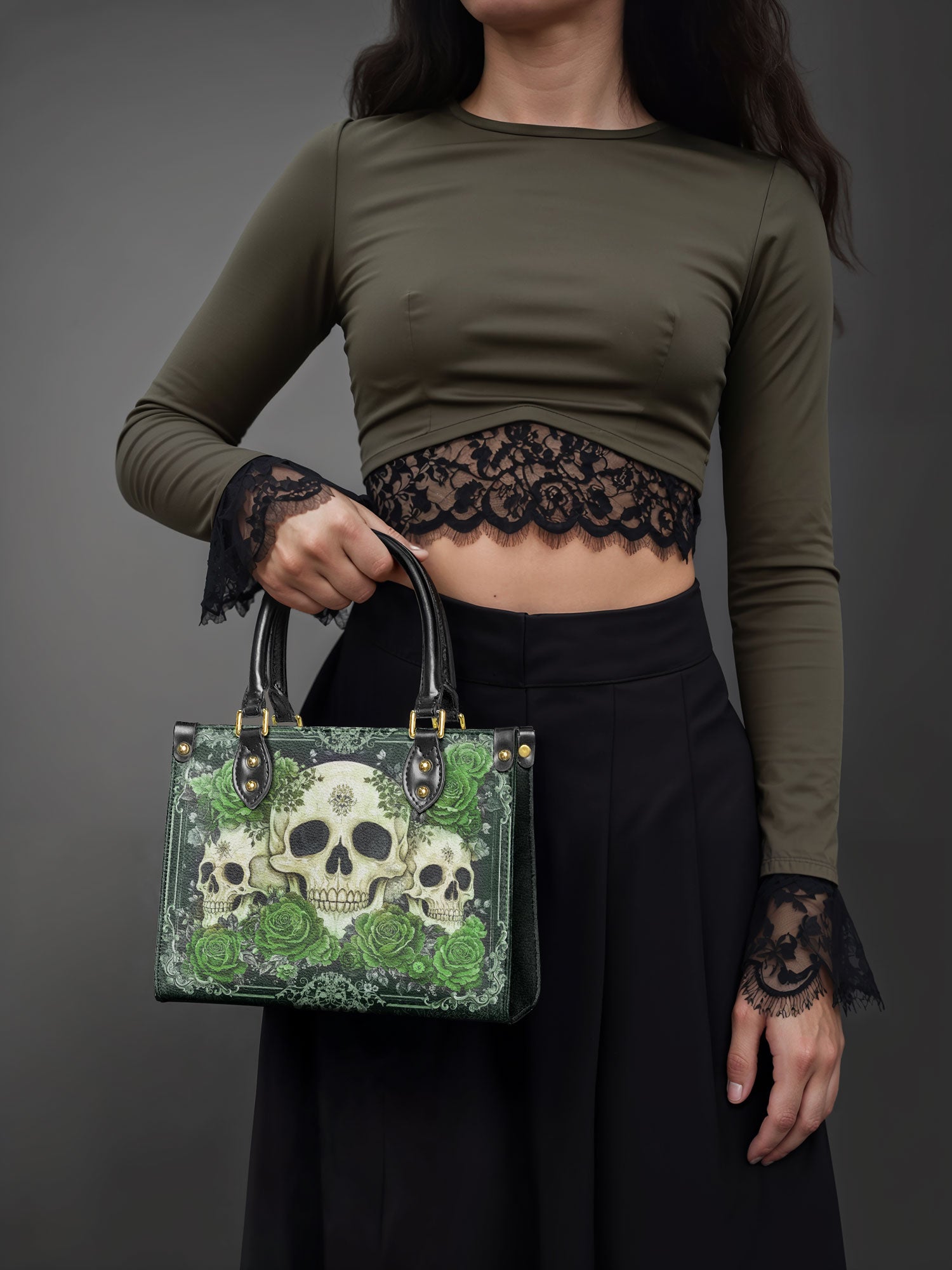 "Bloodrose" Poison Ivy - Yellow Interior - Small Leather Handbag
