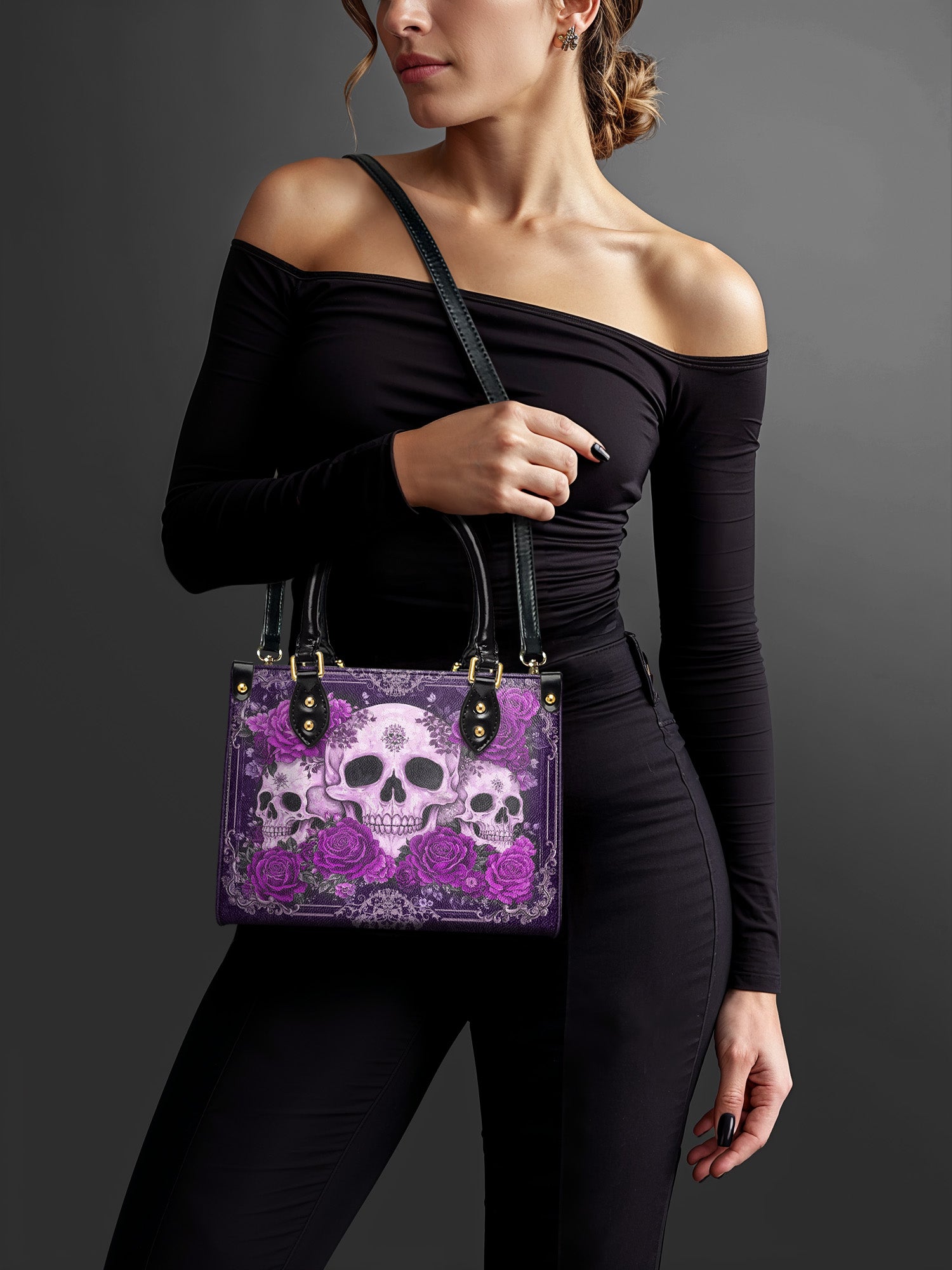"Bloodrose" Poison Plum - Yellow Interior - Small Leather Handbag