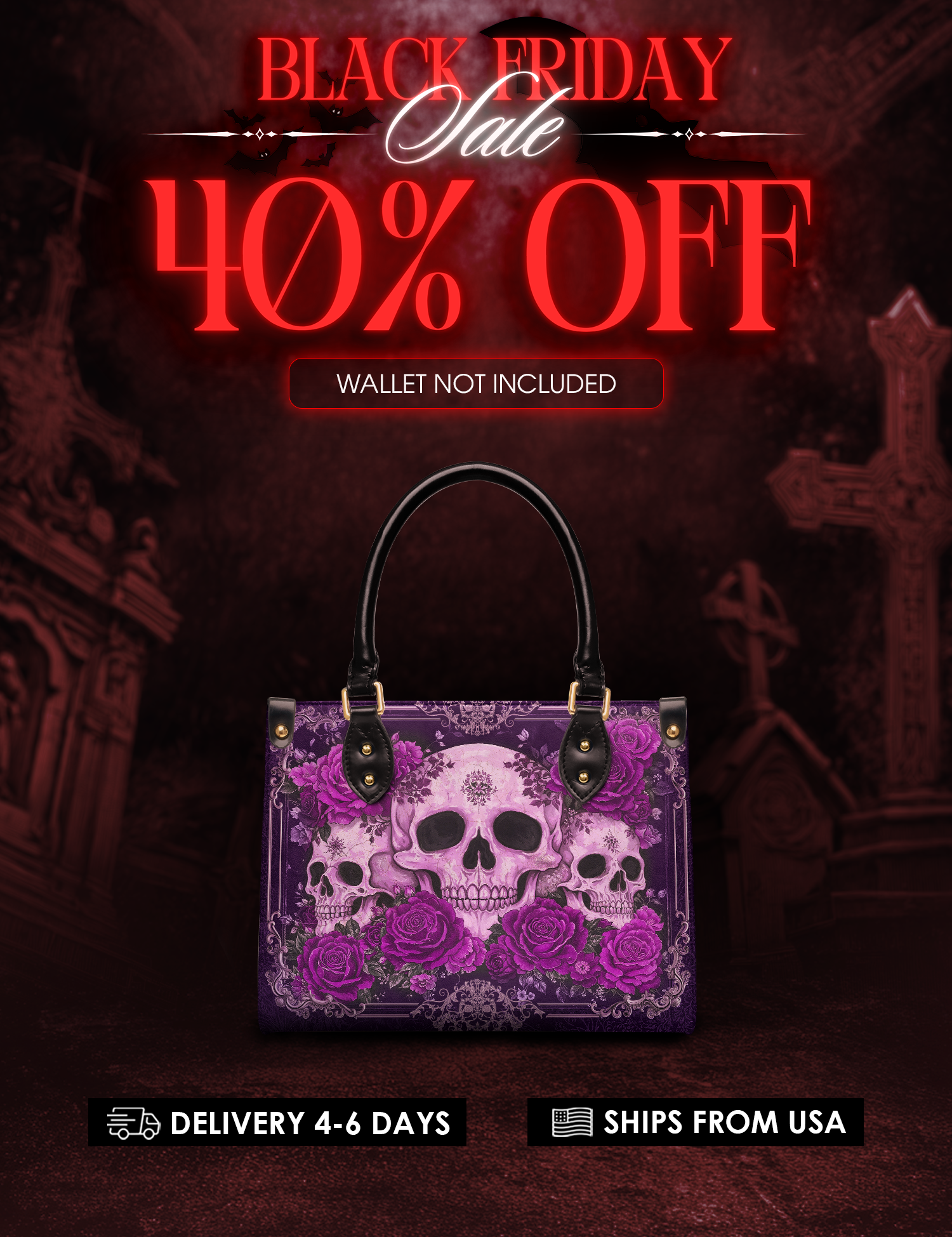 "Bloodrose" Poison Plum Small Leather Bag Deal