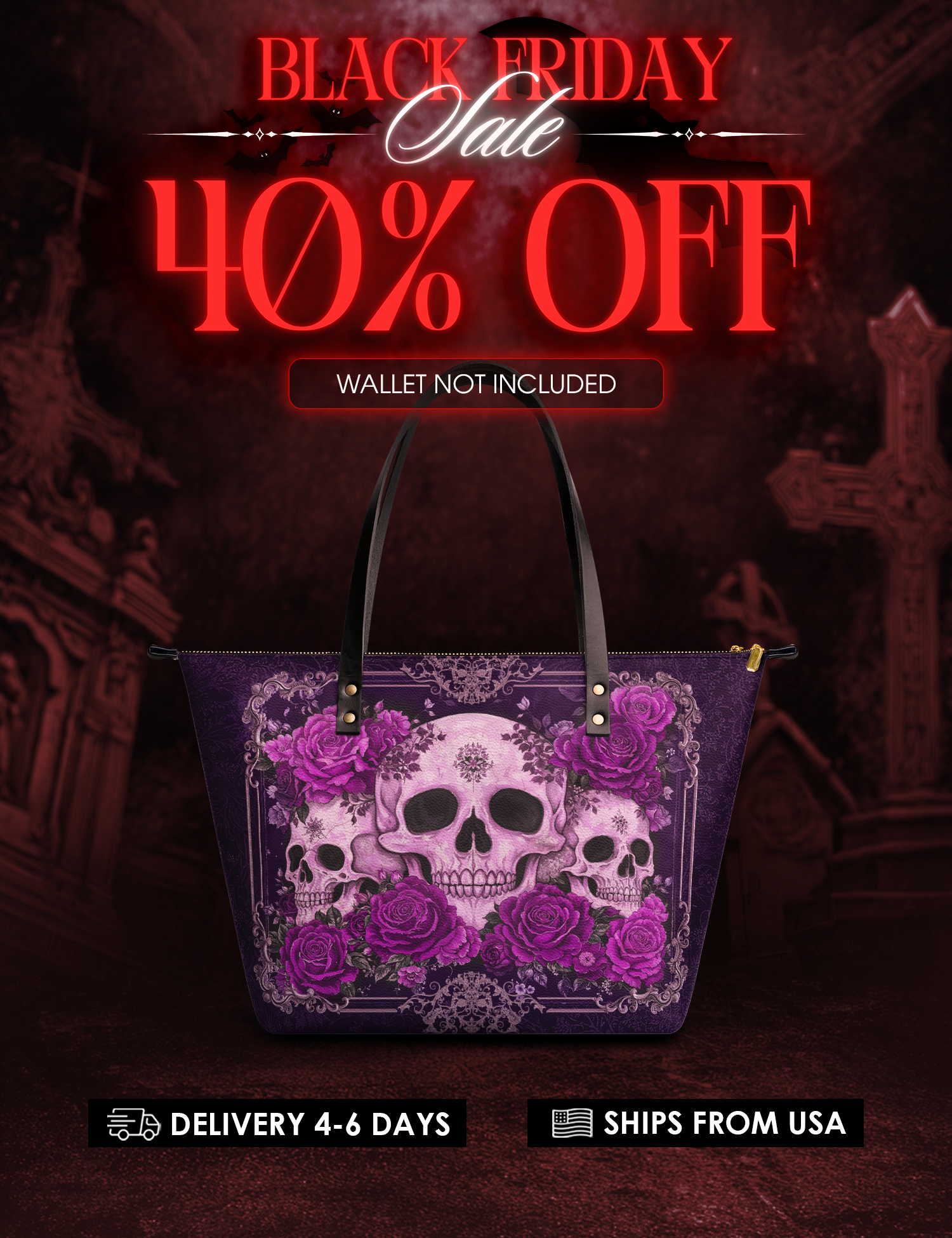 "Bloodrose" Poison Plum Leather Tote Bag Deal
