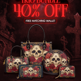 "Bloodrose" The Signature Trio Bundle (Small Leather Handbag)