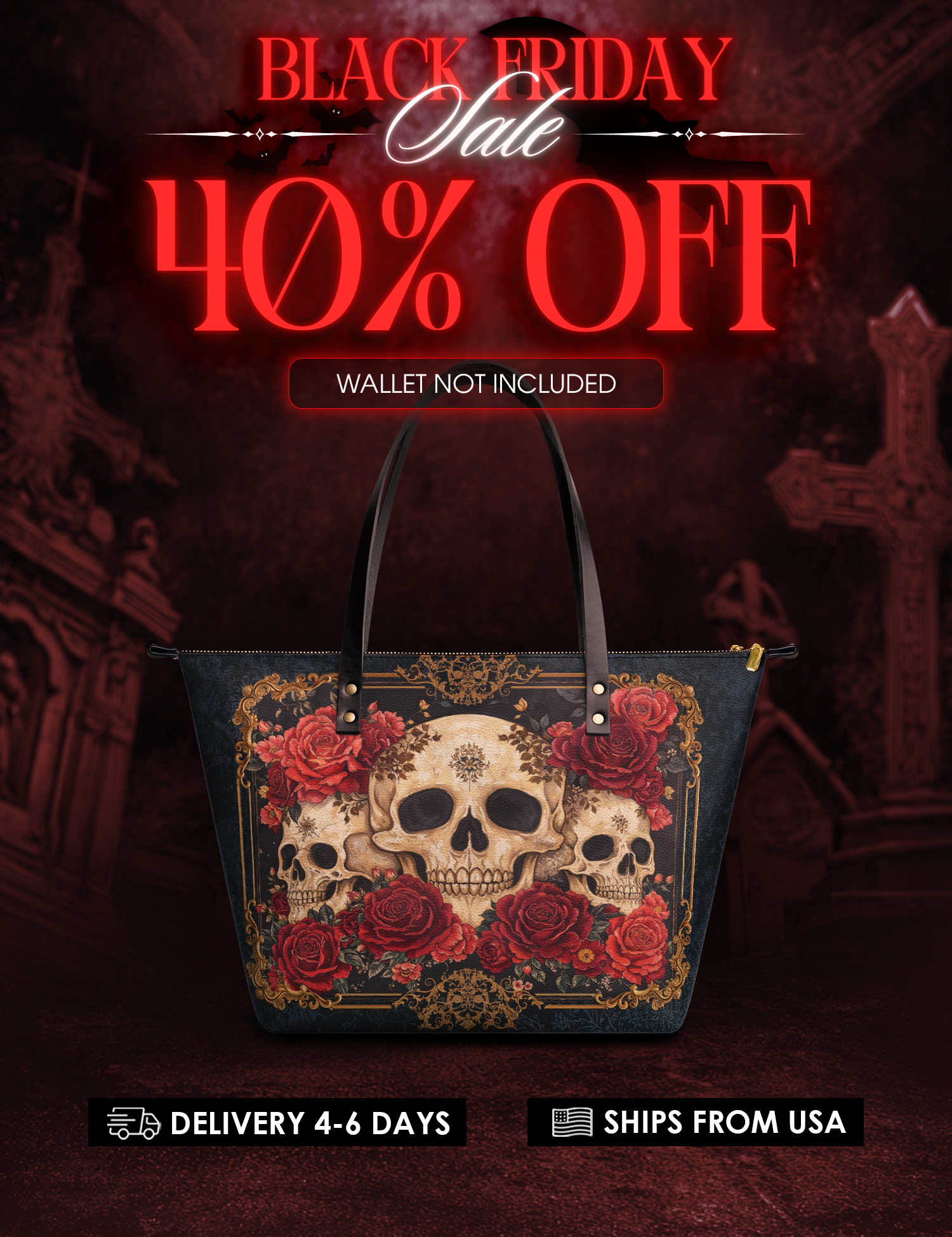 "Bloodrose" Leather Tote Bag Deal