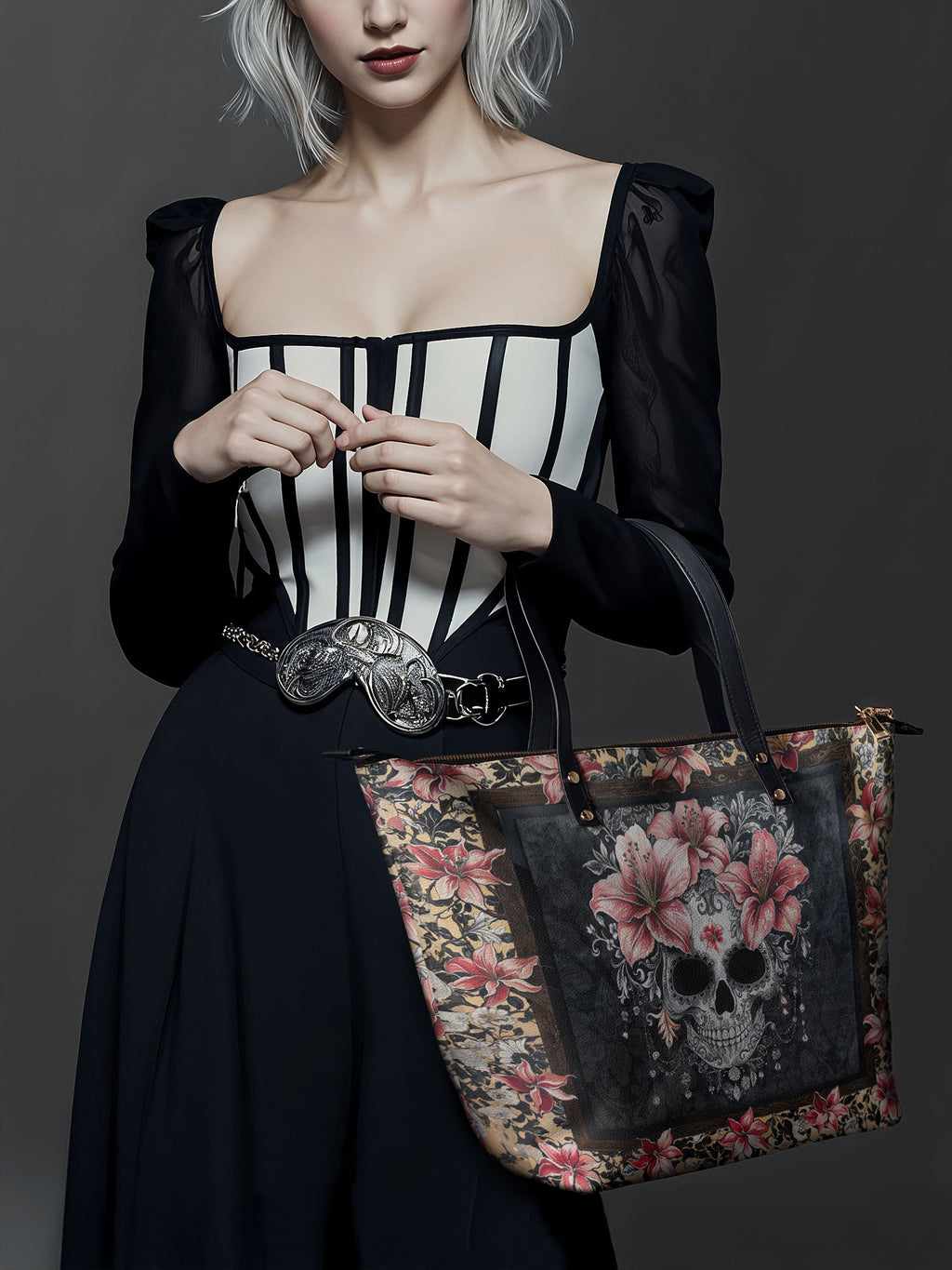 "Roselace" Leather Tote Bag