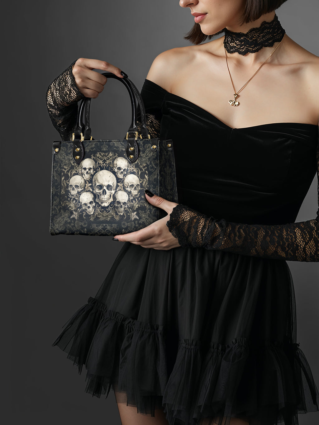 "Deathmark" - Yellow Interior - Small Leather Handbag