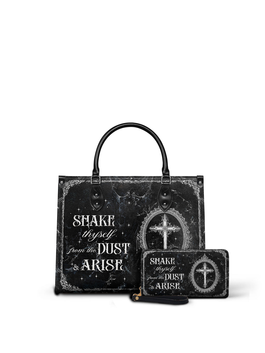 "Dustveil" - Black Interior - Leather Handbag Matching Set - SPOOKY DEAL