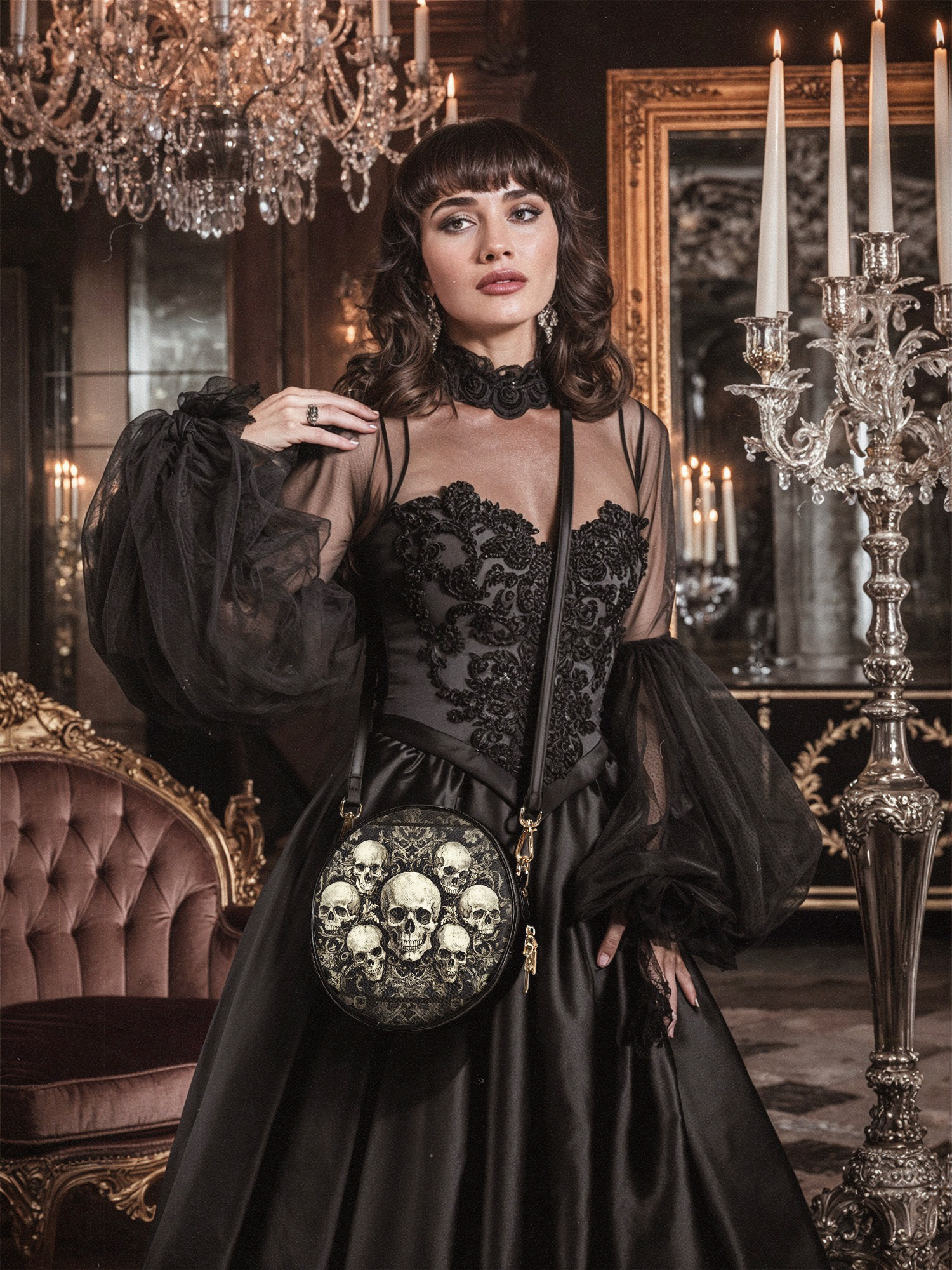 "Deathmark" Circle Crossbody Bag