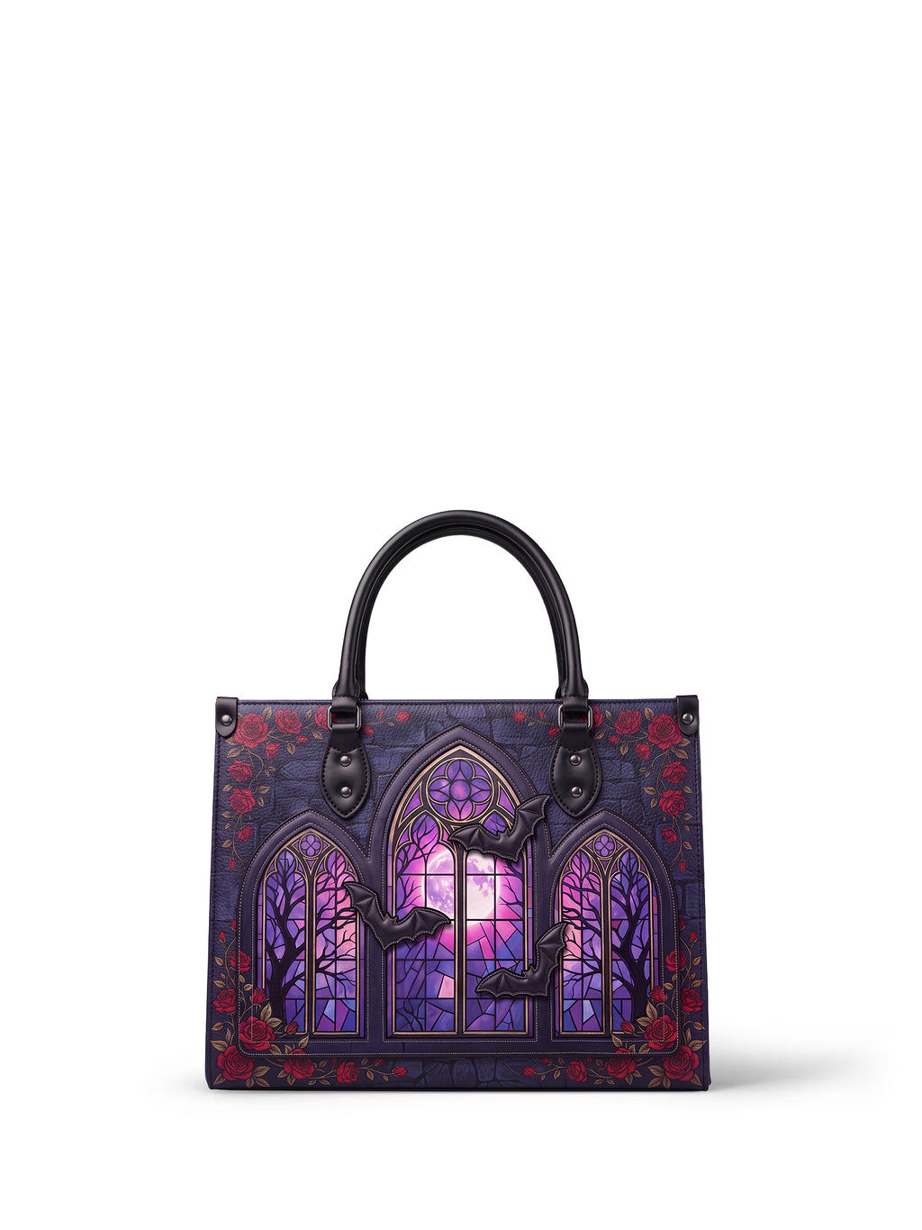 "Rosewindow" Applique Leather Handbag