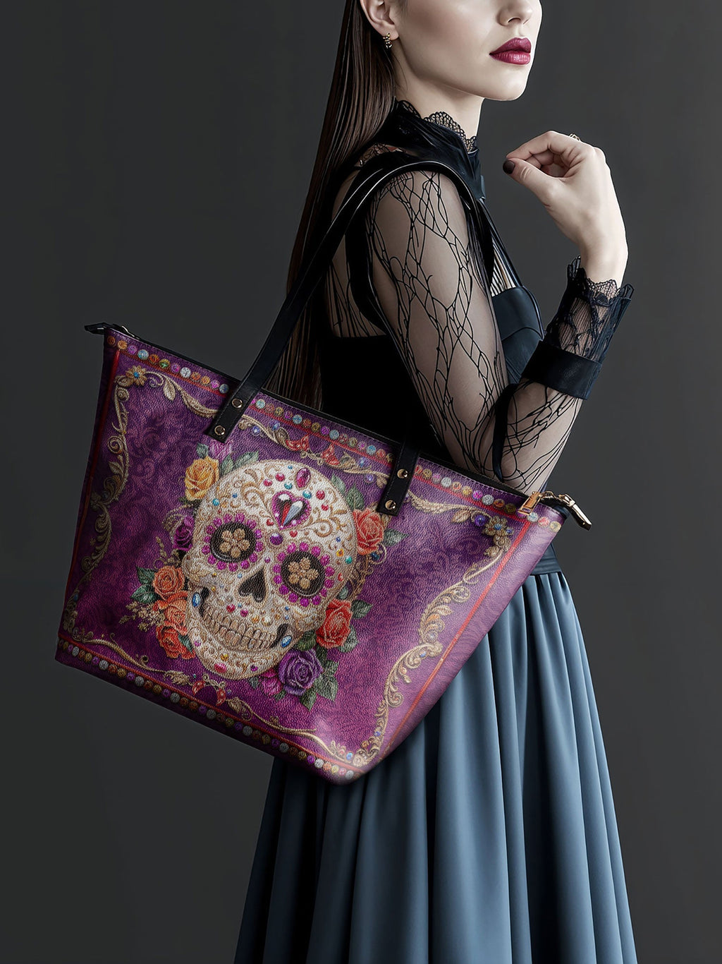 "Catrinelle" Leather Tote Bag SPOOKY DEAL