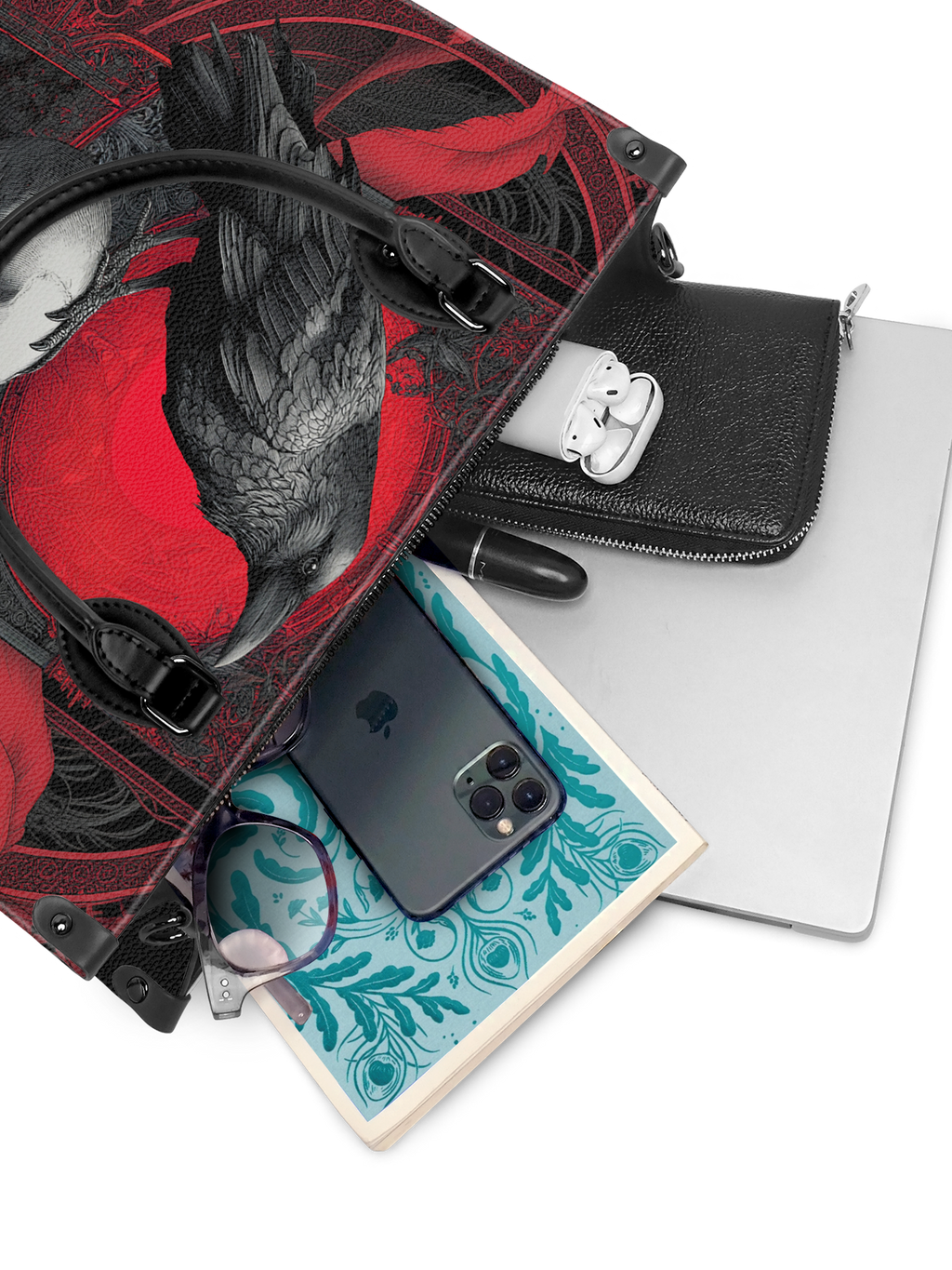 "Bloodraven" - Red Interior - Leather Handbag