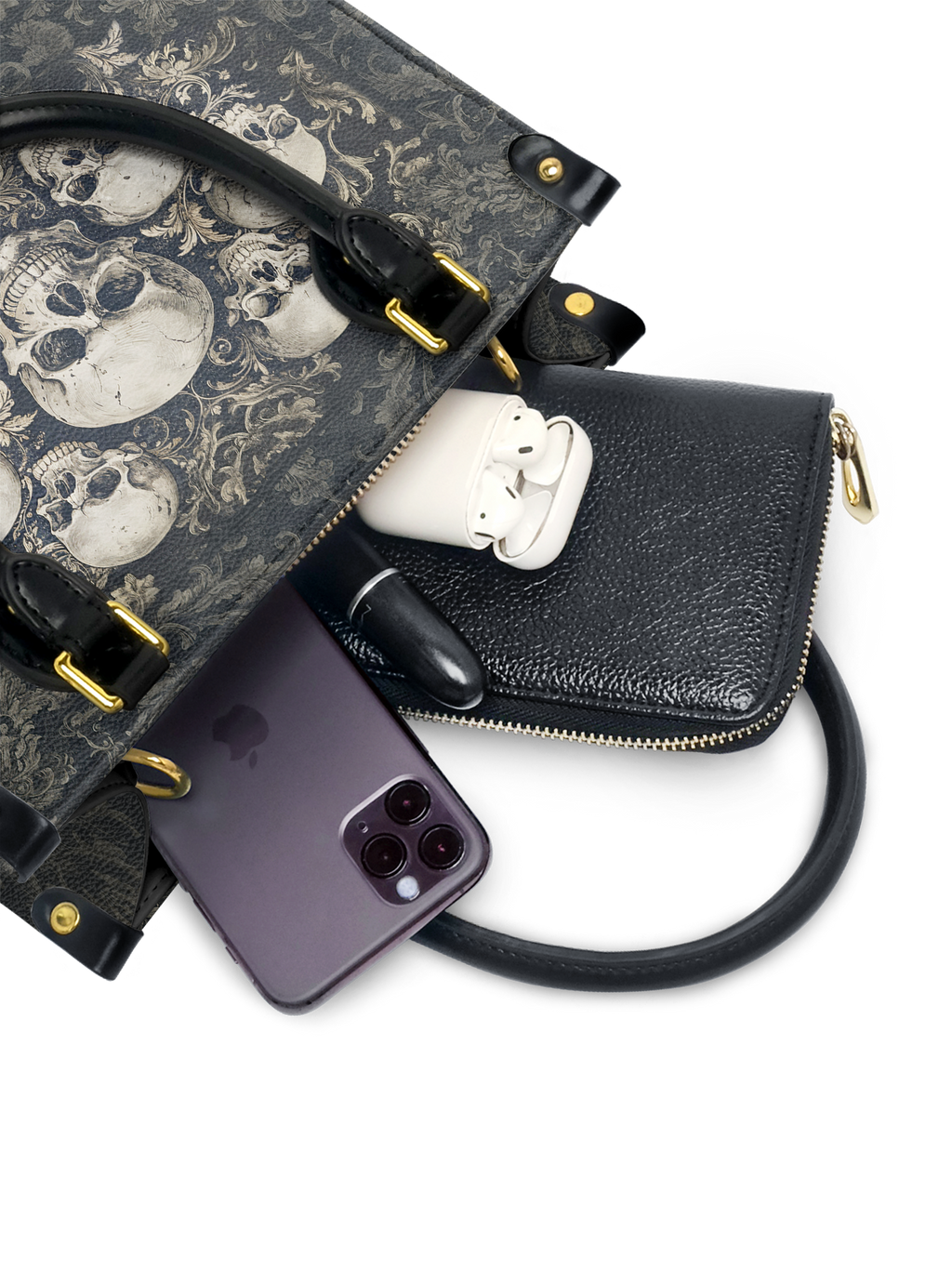 "Deathmark" - Yellow Interior - Small Leather Handbag