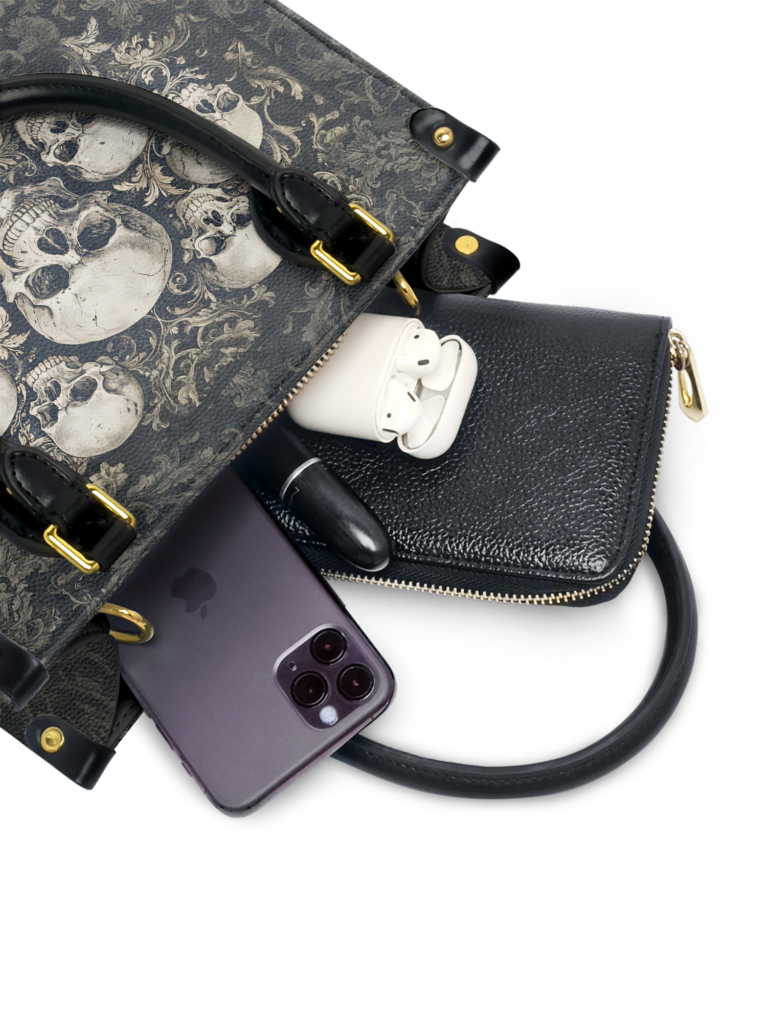 "Deathmark" - Yellow Interior - Small Leather Handbag