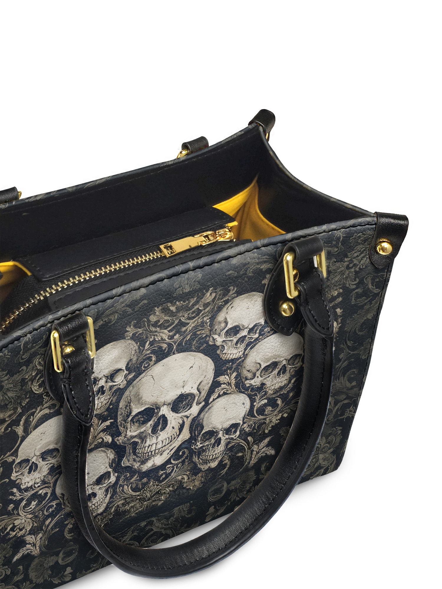 "Deathmark" - Yellow Interior - Small Leather Handbag