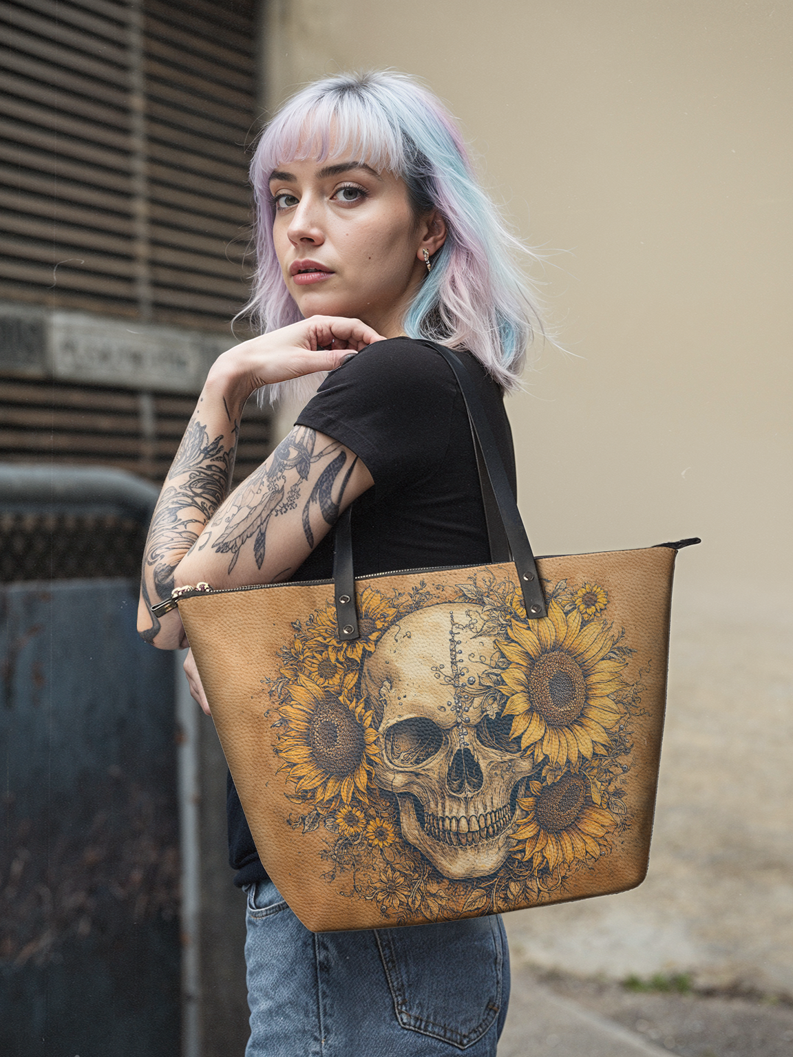"Heliovoid" Leather Tote Bag