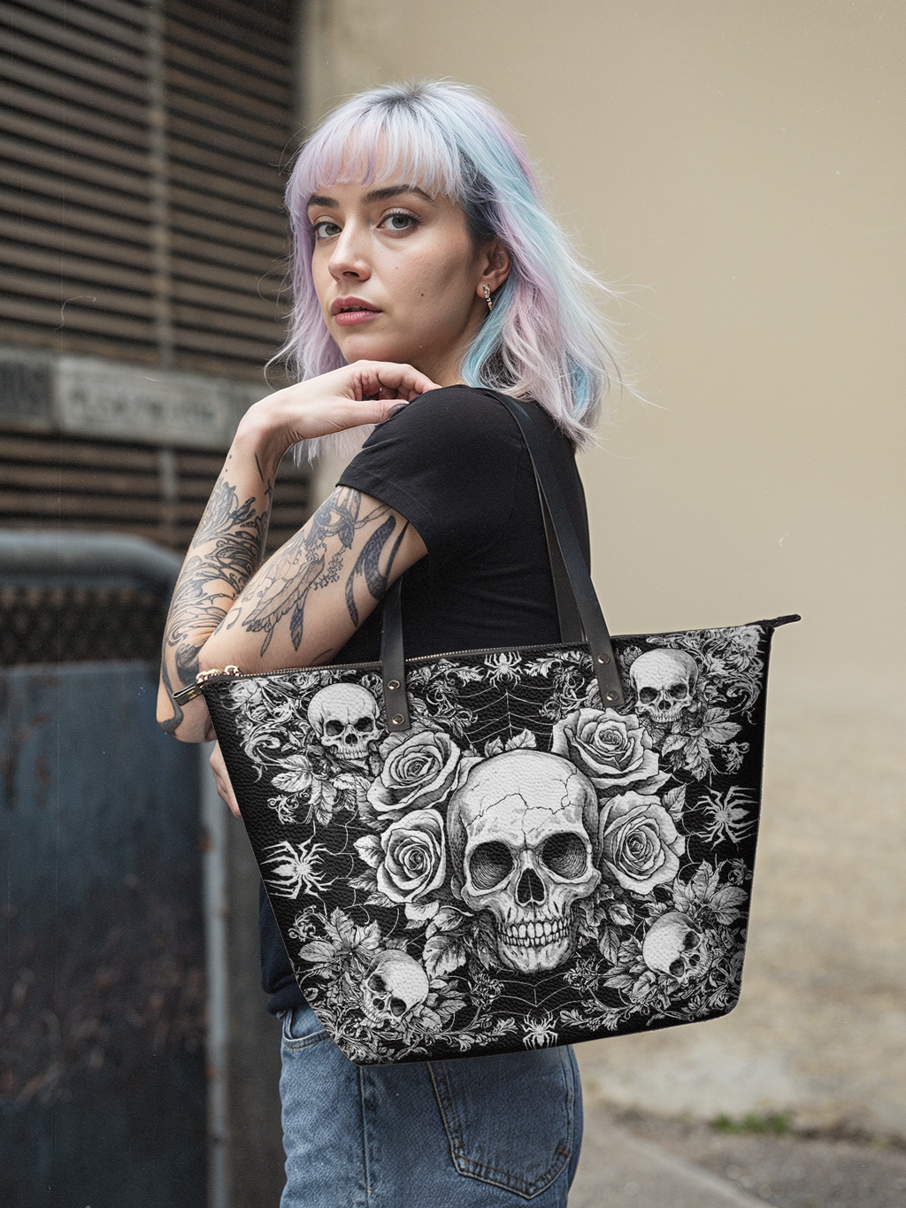 "Gravebloom" Leather Tote Bag