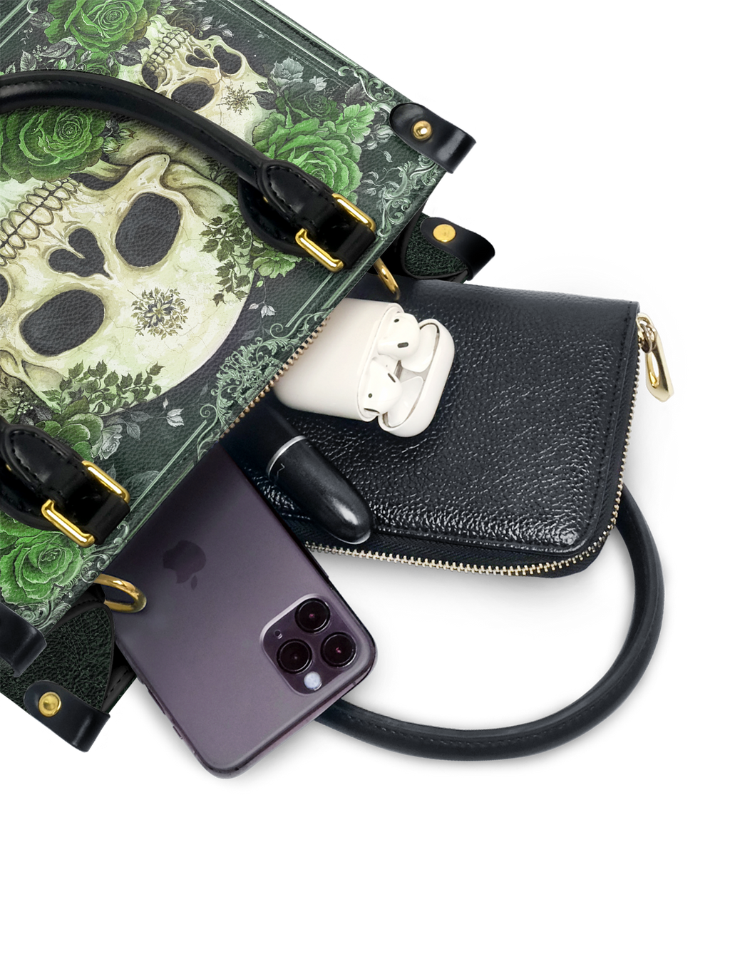 "Bloodrose" Poison Ivy - Yellow Interior - Small Leather Handbag