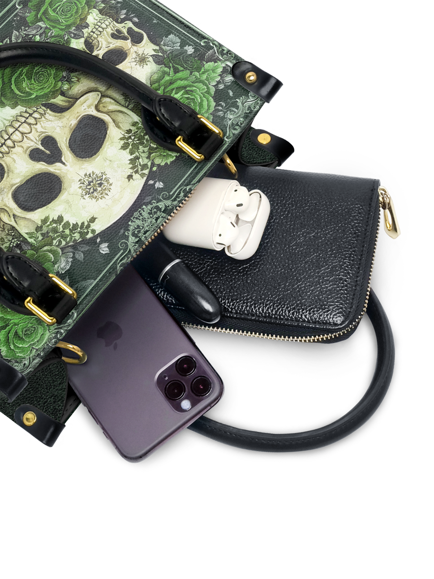 "Bloodrose" Poison Ivy - Yellow Interior - Small Leather Handbag