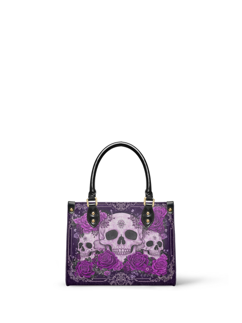 "Bloodrose" Poison Plum - Yellow Interior - Small Leather Handbag